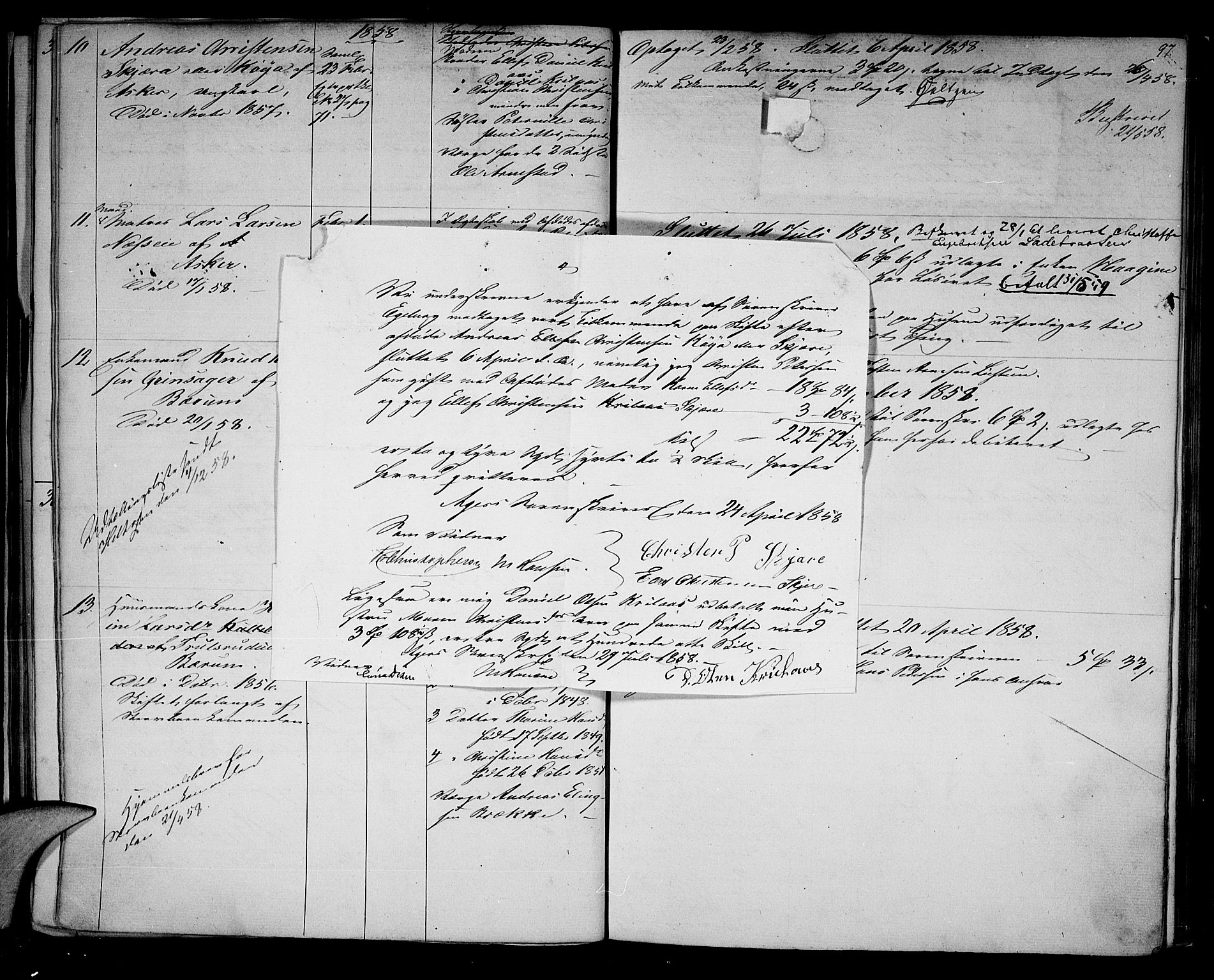 Aker sorenskriveri, AV/SAO-A-10895/H/Ha/Hac/L0002: Skiftelister, 1851-1880, p. 97