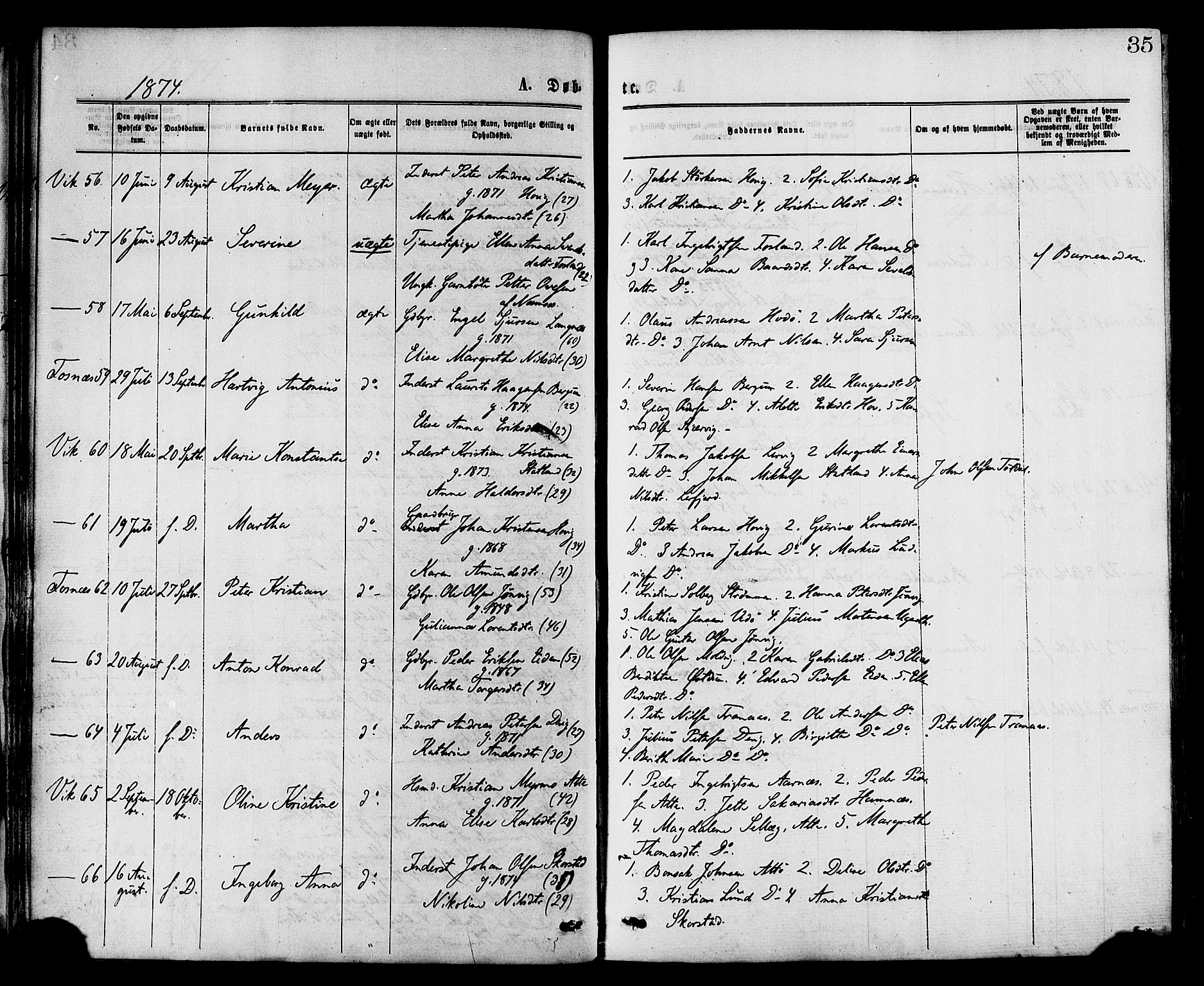 Ministerialprotokoller, klokkerbøker og fødselsregistre - Nord-Trøndelag, SAT/A-1458/773/L0616: Parish register (official) no. 773A07, 1870-1887, p. 35