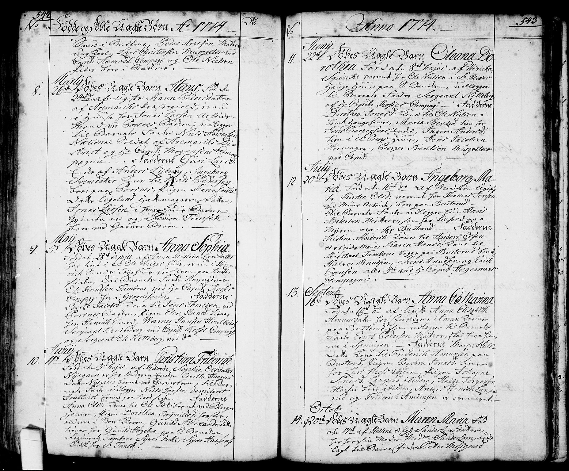 Halden prestekontor Kirkebøker, SAO/A-10909/F/Fa/L0001: Parish register (official) no. I 1, 1758-1791, p. 542-543