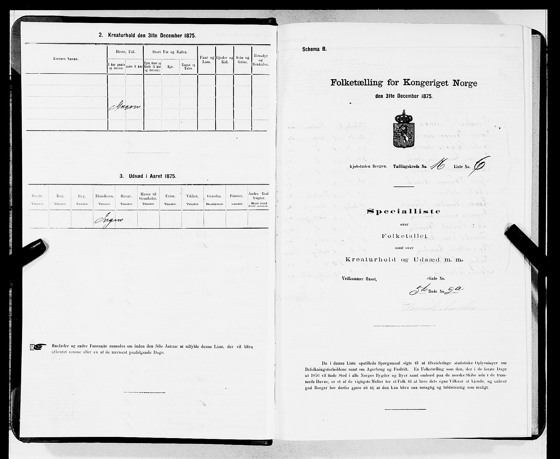 SAB, 1875 census for 1301 Bergen, 1875, p. 809