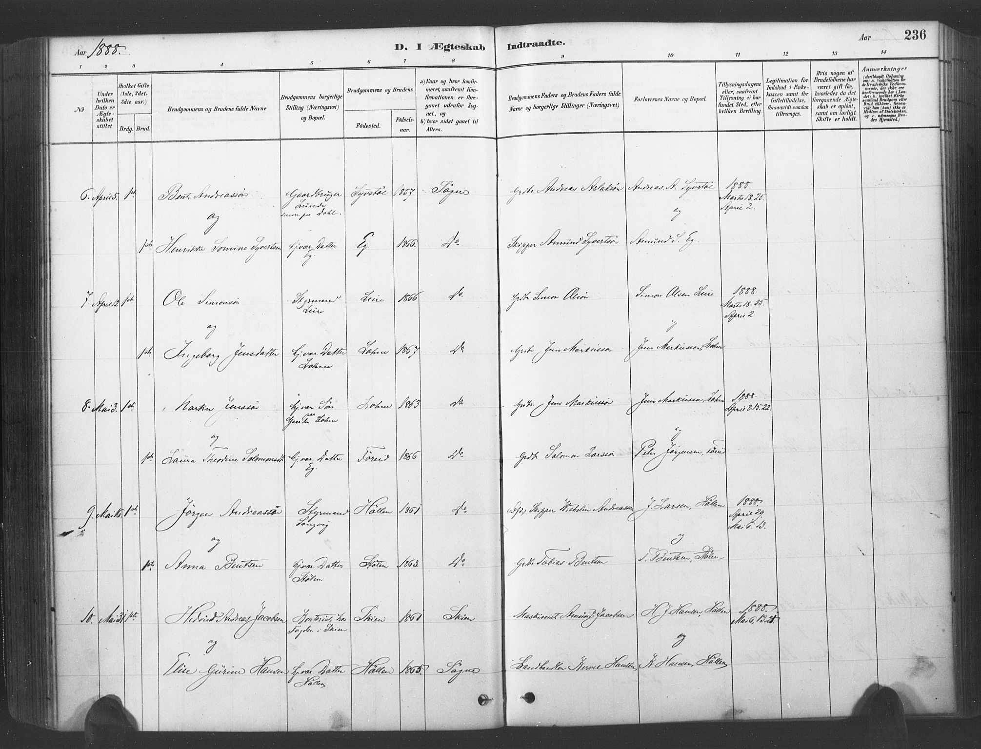 Søgne sokneprestkontor, SAK/1111-0037/F/Fa/Fab/L0012: Parish register (official) no. A 12, 1880-1891, p. 236
