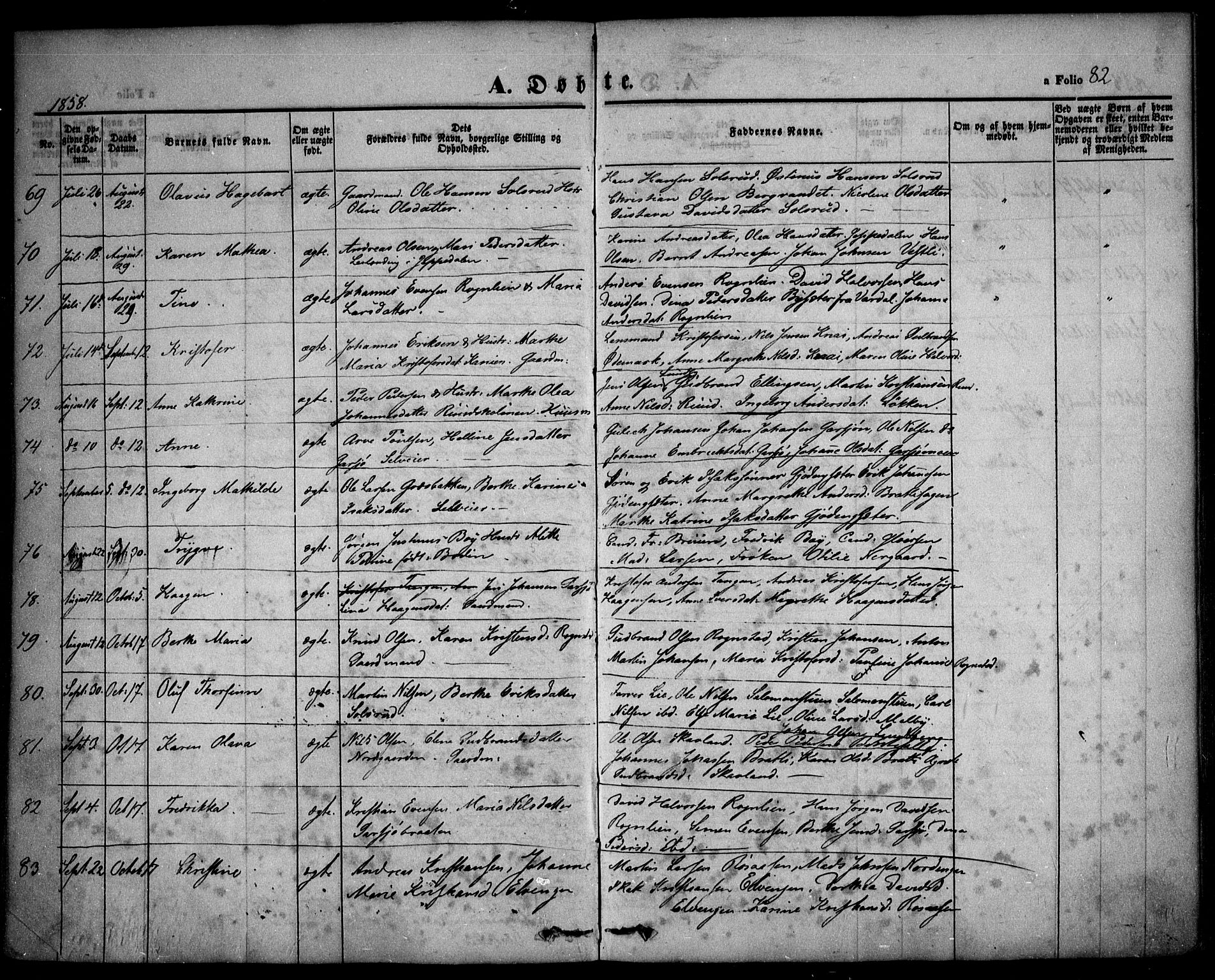 Hurdal prestekontor Kirkebøker, AV/SAO-A-10889/F/Fa/L0005: Parish register (official) no. I 5, 1846-1859, p. 82