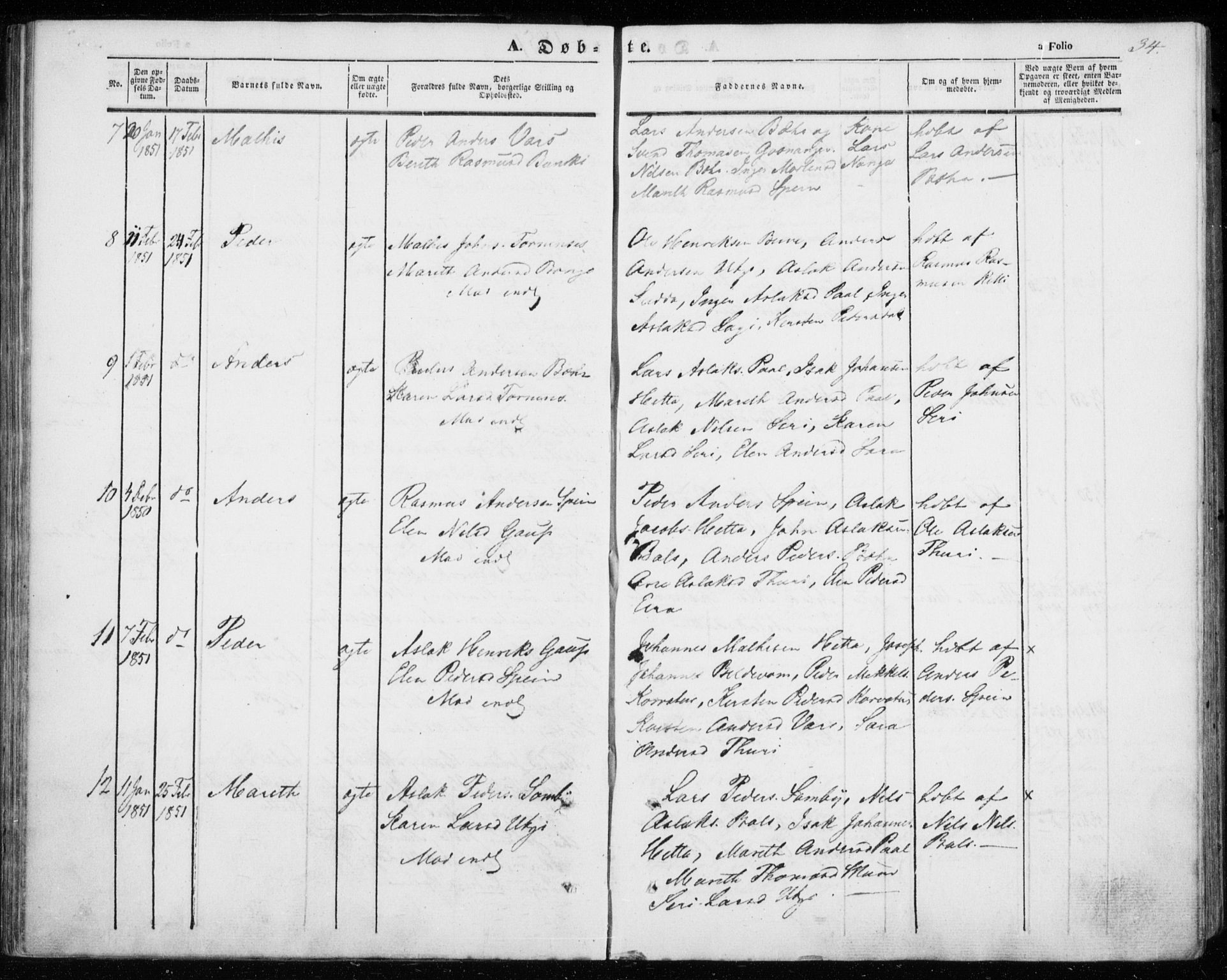 Kautokeino sokneprestembete, SATØ/S-1340/H/Ha/L0002.kirke: Parish register (official) no. 2, 1843-1861, p. 34