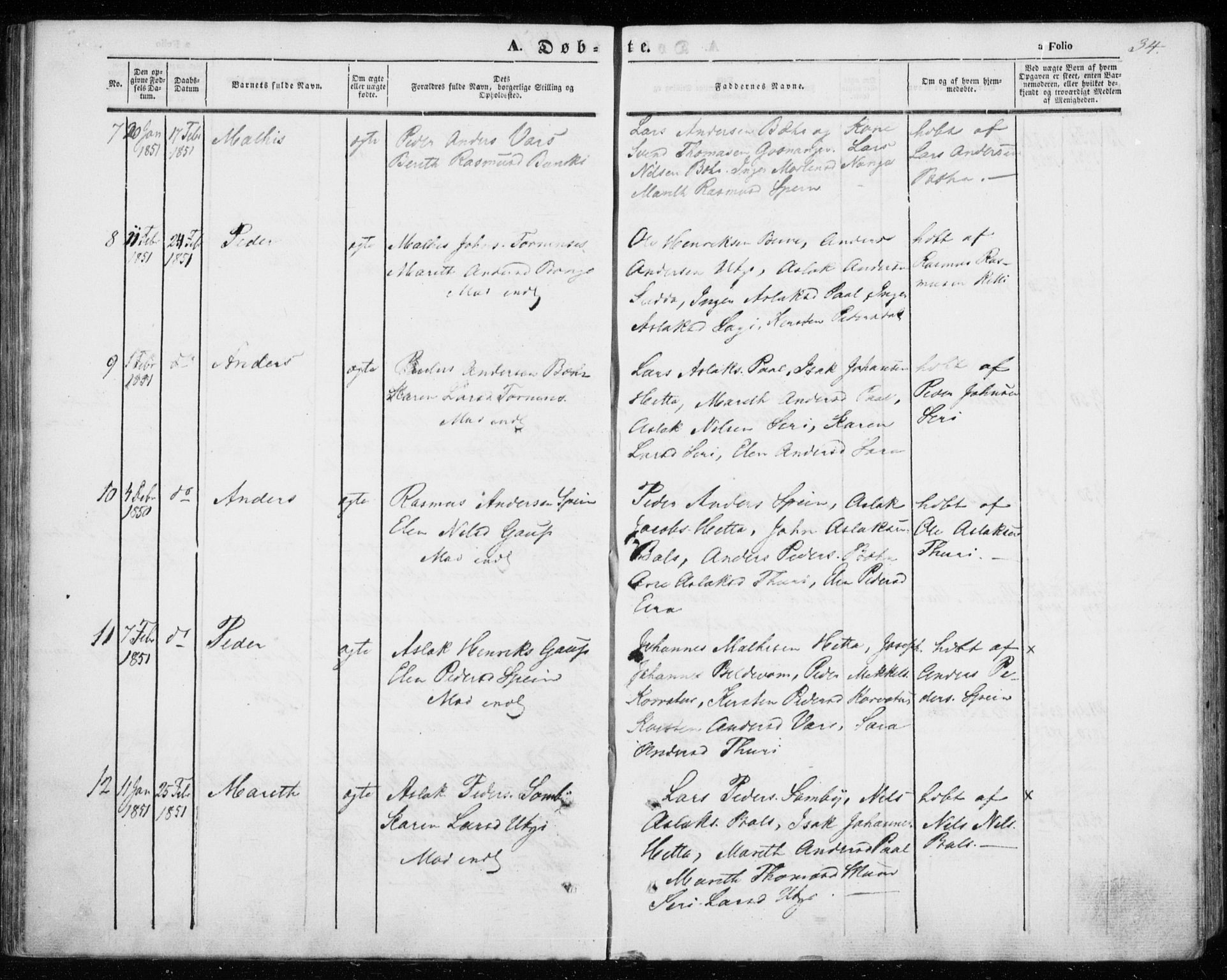 Kautokeino sokneprestembete, AV/SATØ-S-1340/H/Ha/L0002.kirke: Parish register (official) no. 2, 1843-1861, p. 34