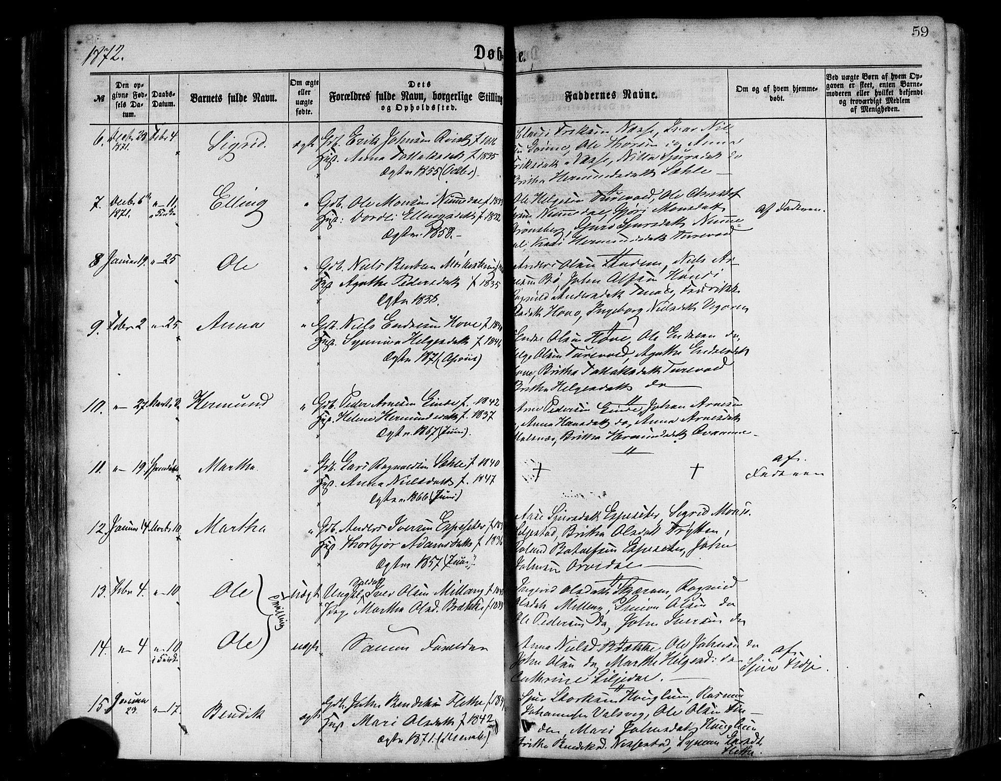 Vik sokneprestembete, SAB/A-81501: Parish register (official) no. A 9, 1866-1877, p. 59