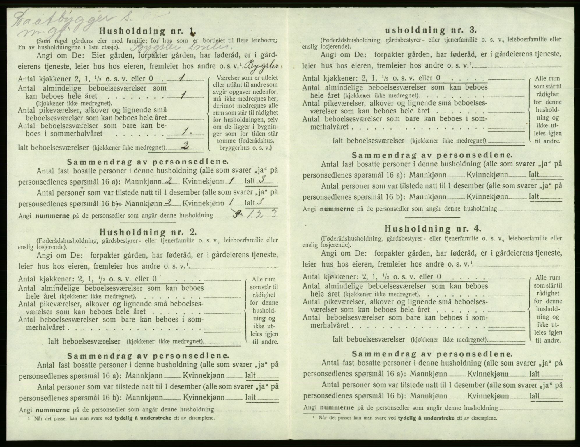 SAB, 1920 census for Tysnes, 1920, p. 1603