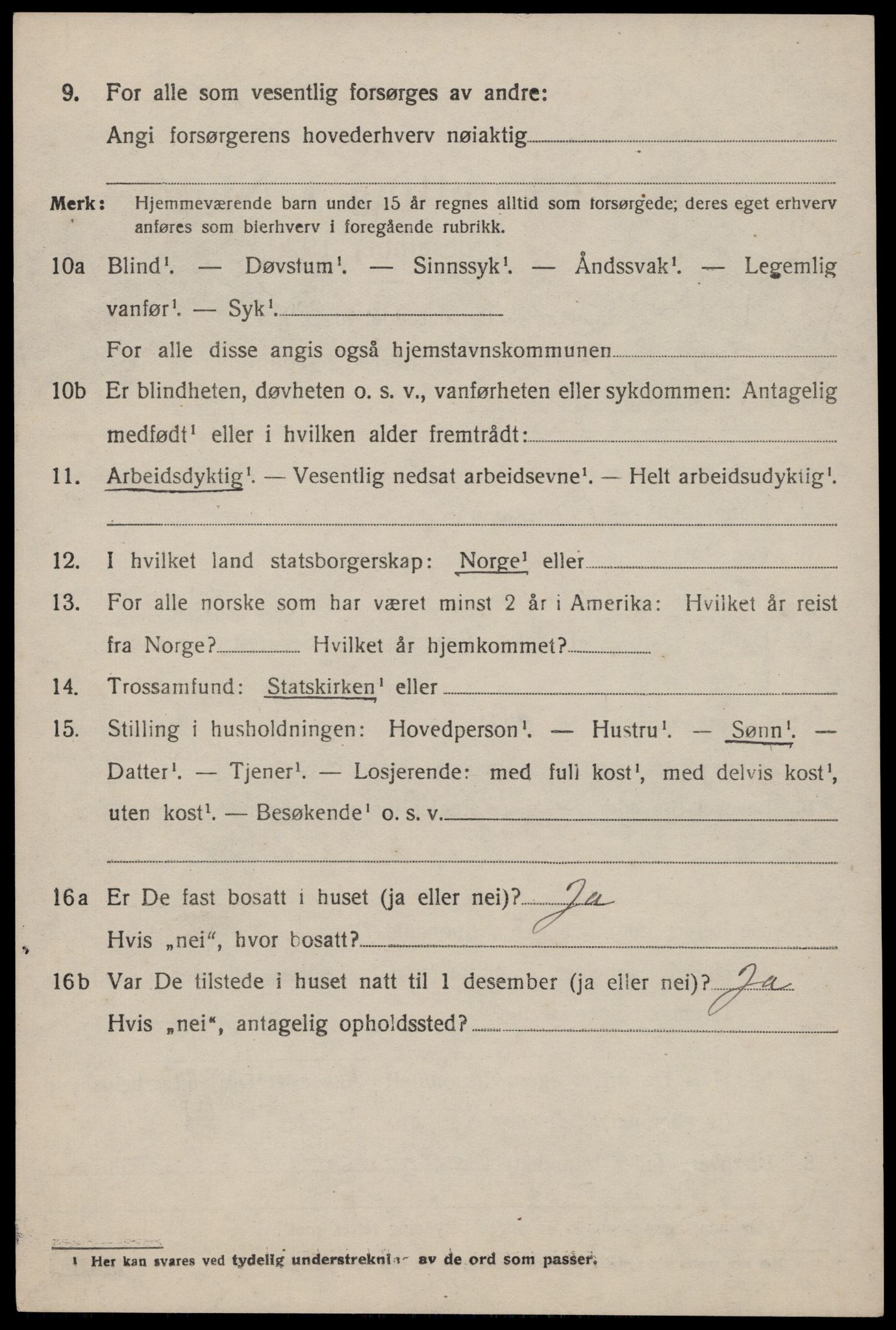 SAST, 1920 census for Jelsa, 1920, p. 1651