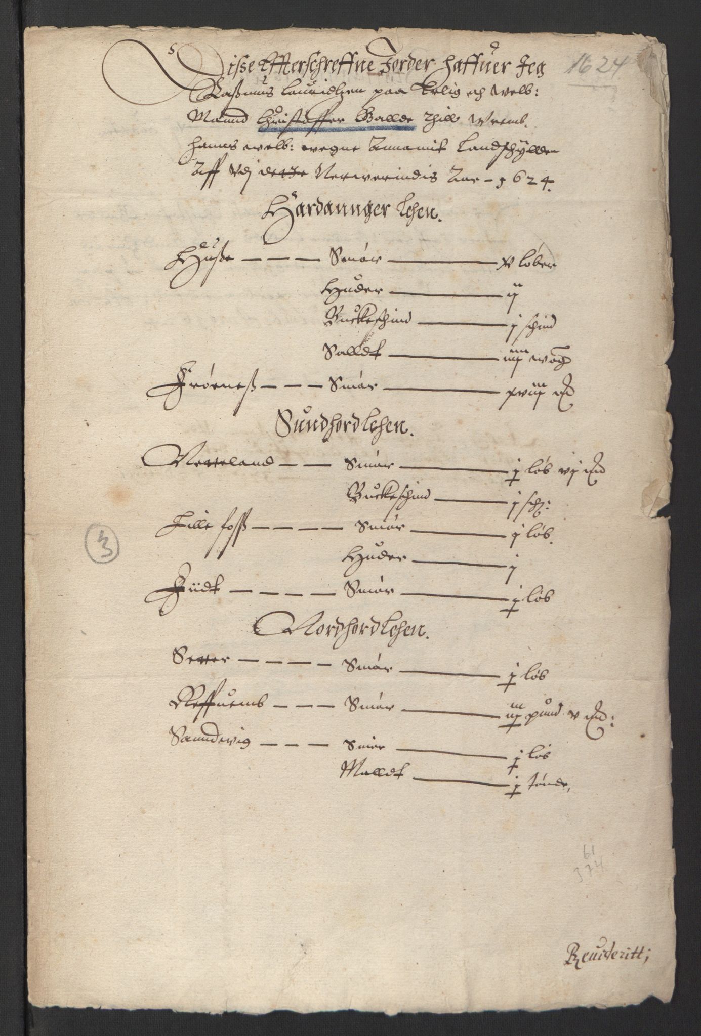 Stattholderembetet 1572-1771, AV/RA-EA-2870/Ek/L0007/0001: Jordebøker til utlikning av rosstjeneste 1624-1626: / Adelsjordebøker, 1624-1625, p. 257