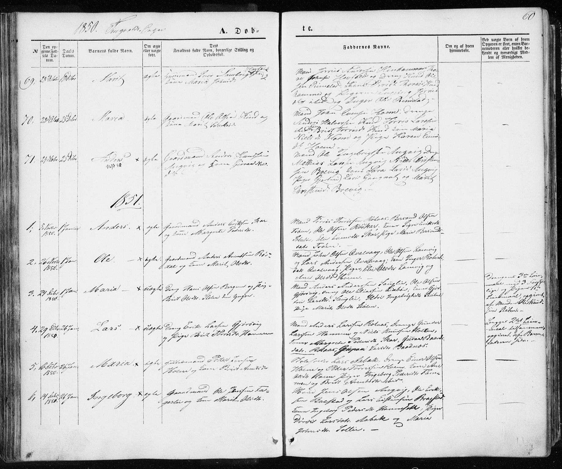 Ministerialprotokoller, klokkerbøker og fødselsregistre - Møre og Romsdal, SAT/A-1454/586/L0984: Parish register (official) no. 586A10, 1844-1856, p. 60