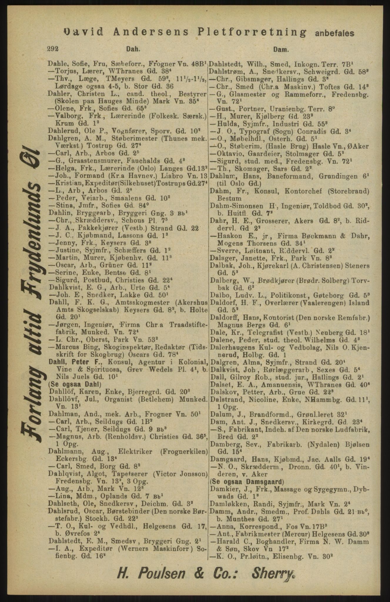 Kristiania/Oslo adressebok, PUBL/-, 1904, p. 292