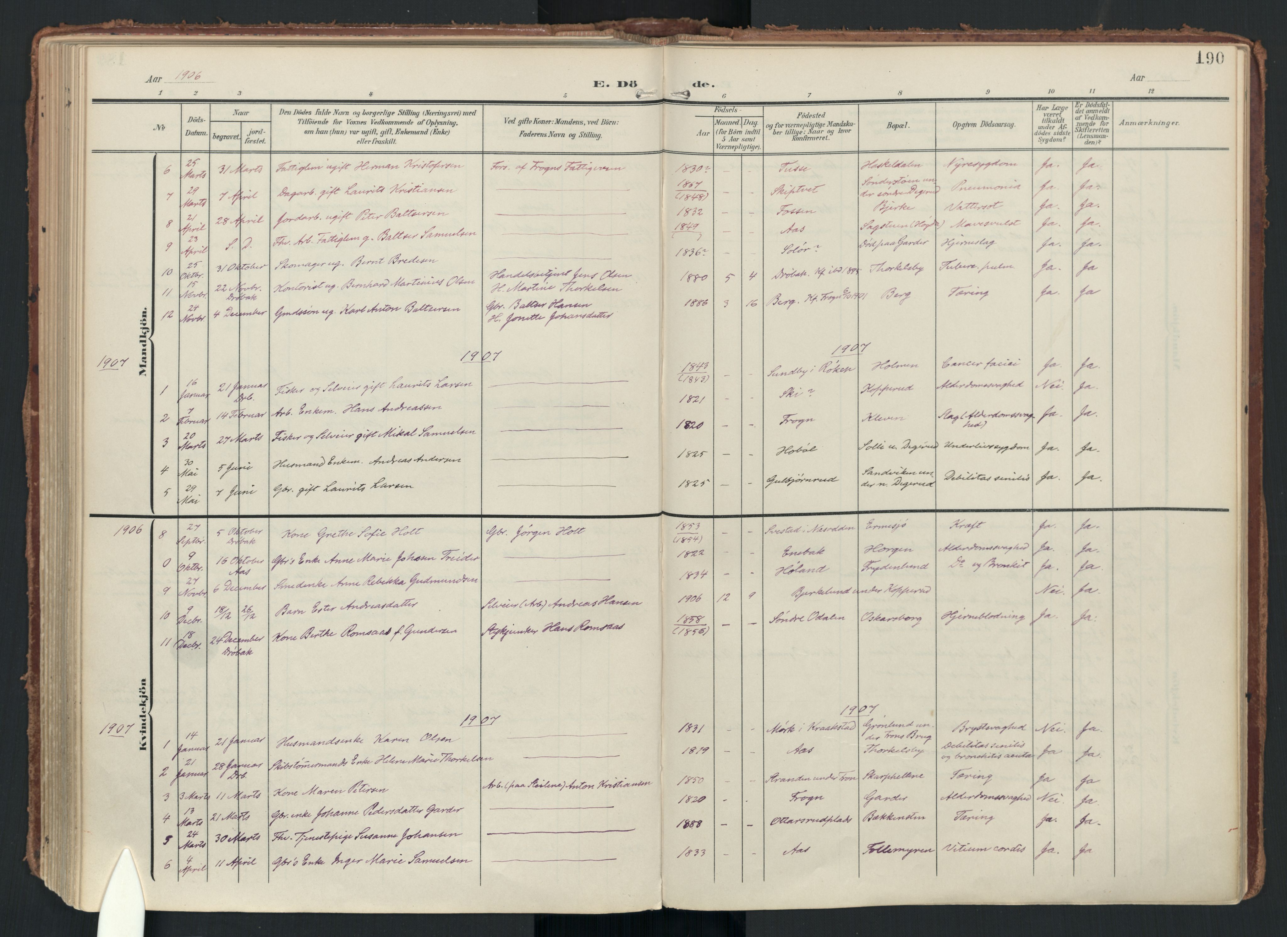 Drøbak prestekontor Kirkebøker, SAO/A-10142a/F/Fc/L0003: Parish register (official) no. III 3, 1901-1920, p. 190