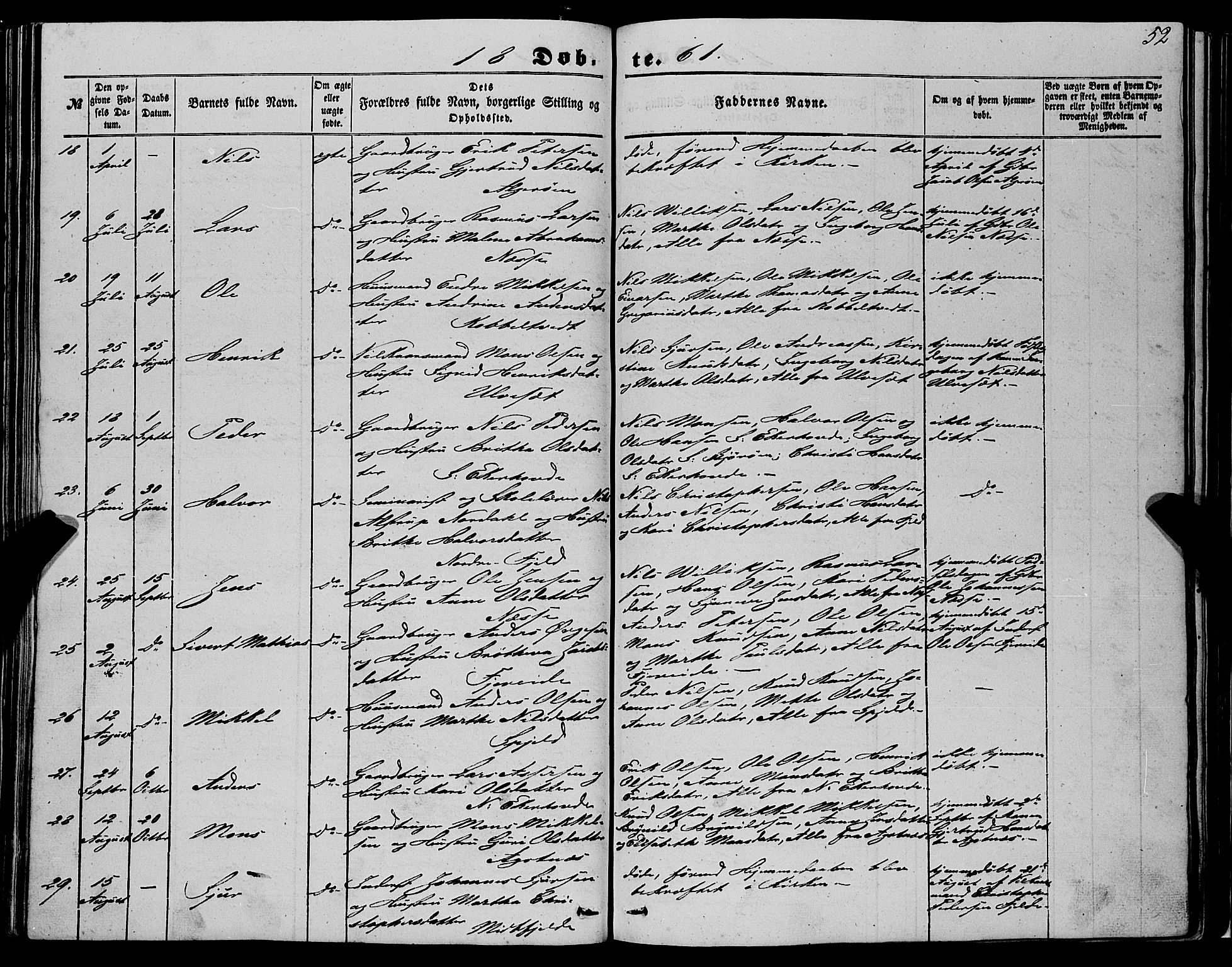 Fjell sokneprestembete, SAB/A-75301/H/Haa: Parish register (official) no. A 2, 1847-1864, p. 52