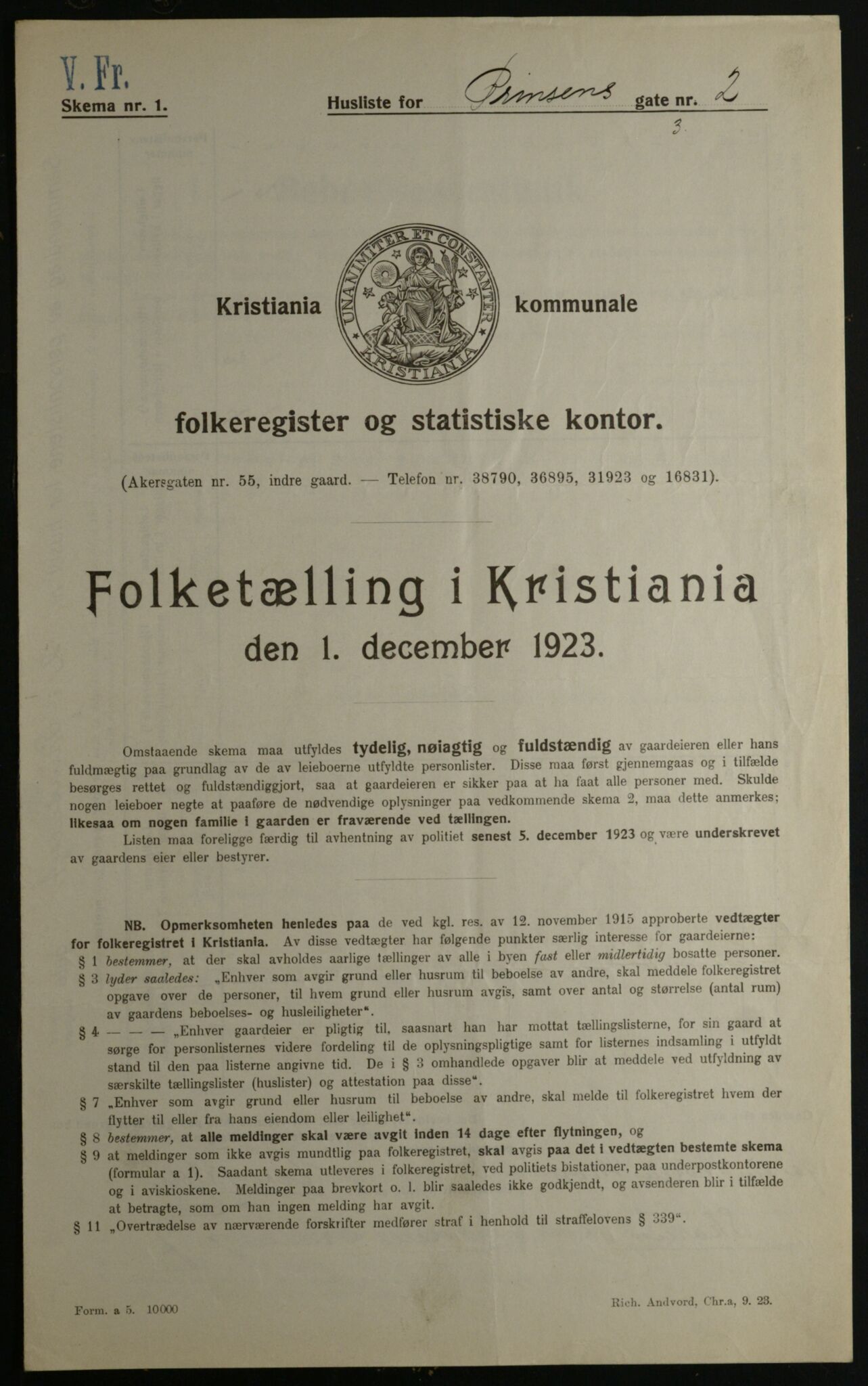 OBA, Municipal Census 1923 for Kristiania, 1923, p. 89965