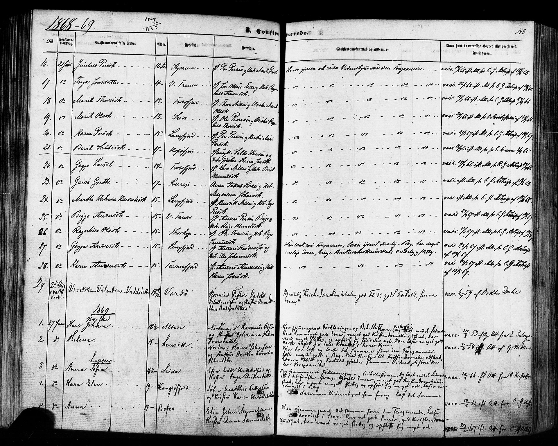 Tana sokneprestkontor, SATØ/S-1334/H/Ha/L0002kirke: Parish register (official) no. 2 /1, 1861-1877, p. 148