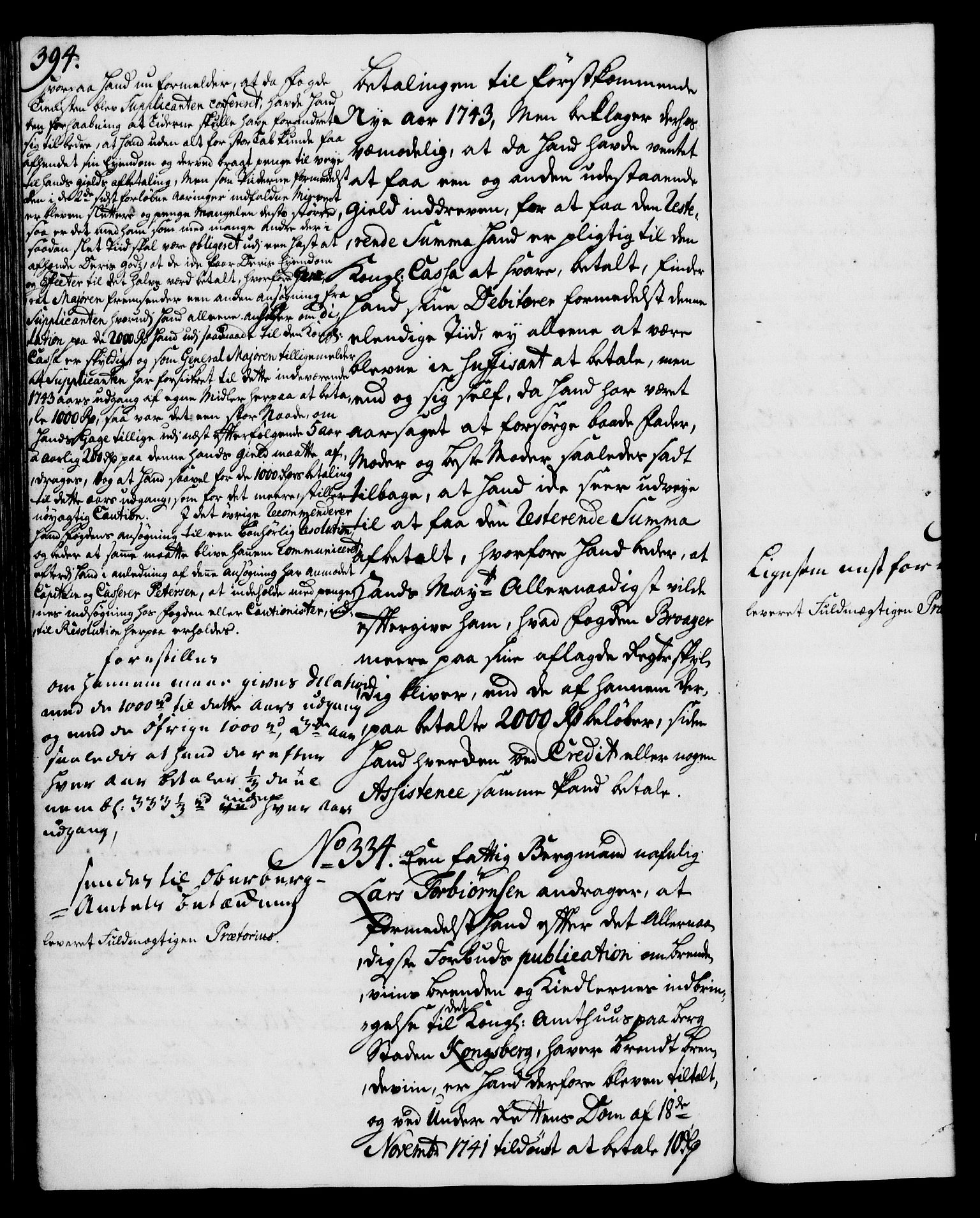 Rentekammeret, Kammerkanselliet, RA/EA-3111/G/Gh/Gha/L0024: Norsk ekstraktmemorialprotokoll (merket RK 53.69), 1742-1743, p. 394