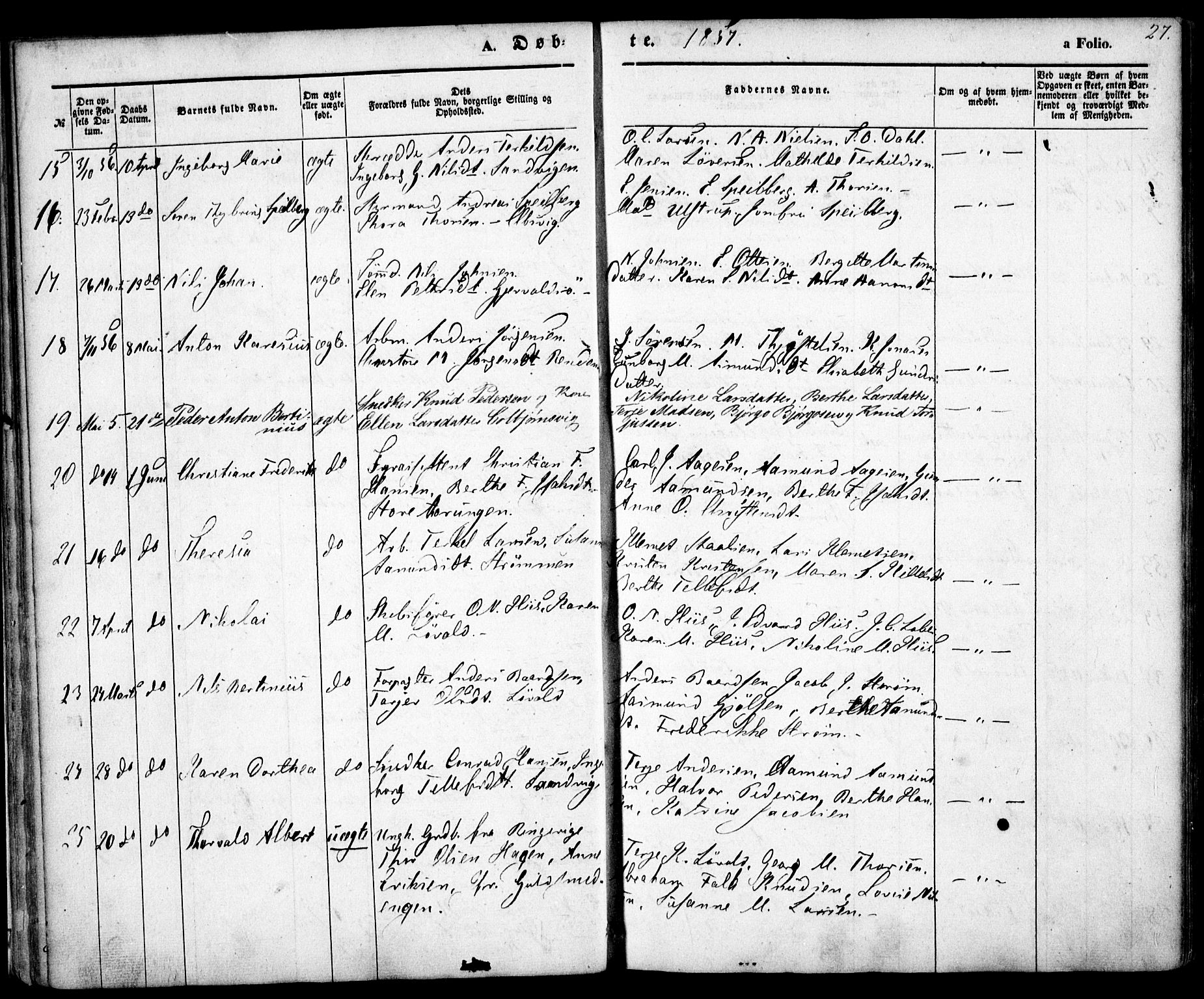 Hisøy sokneprestkontor, SAK/1111-0020/F/Fa/L0001: Parish register (official) no. A 1, 1849-1871, p. 27