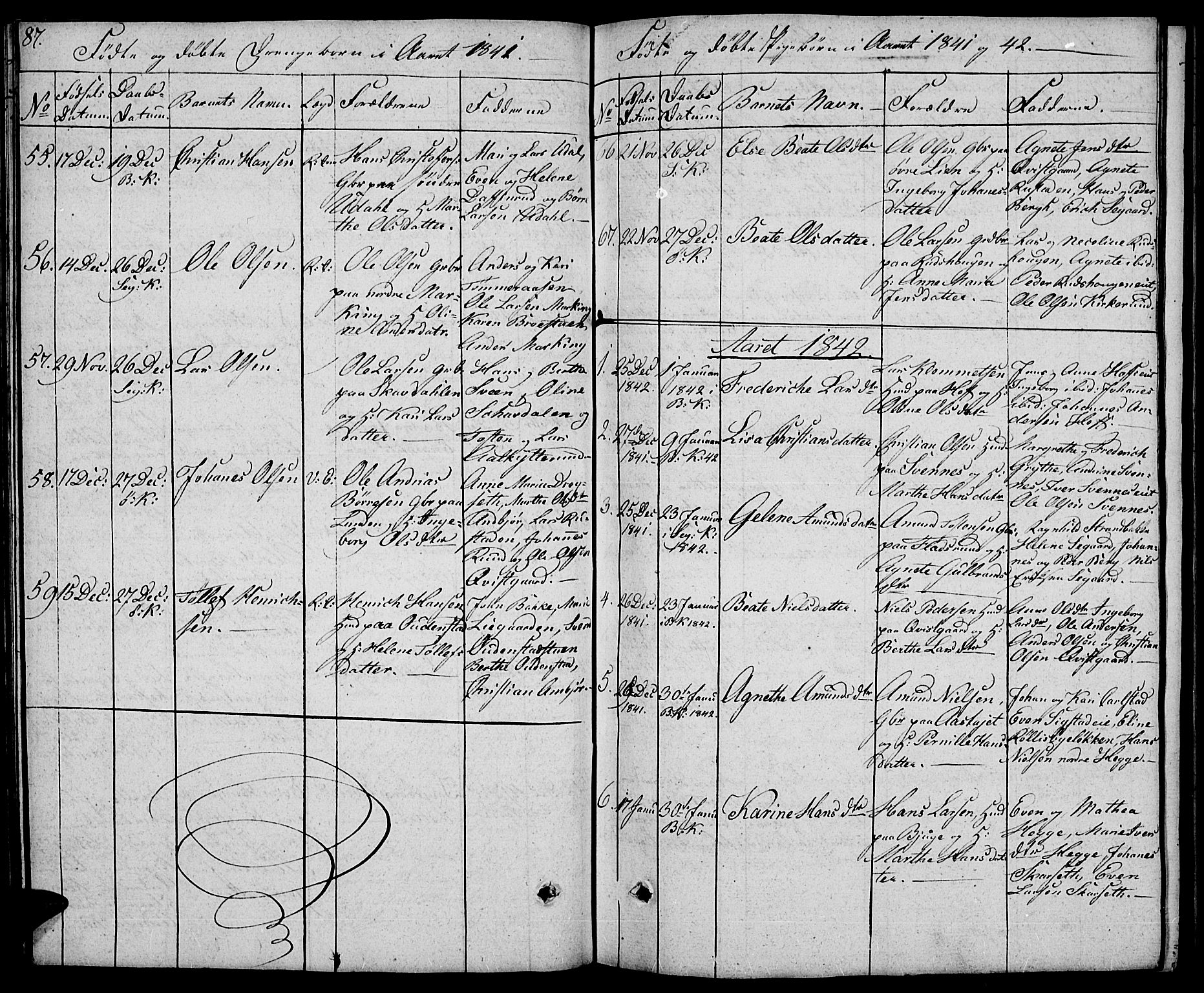 Biri prestekontor, SAH/PREST-096/H/Ha/Hab/L0002: Parish register (copy) no. 2, 1828-1842, p. 87