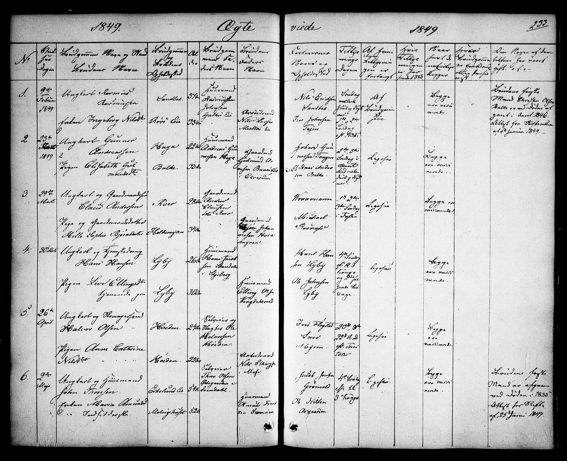 Rygge prestekontor Kirkebøker, AV/SAO-A-10084b/F/Fa/L0004: Parish register (official) no. 4, 1836-1851, p. 233