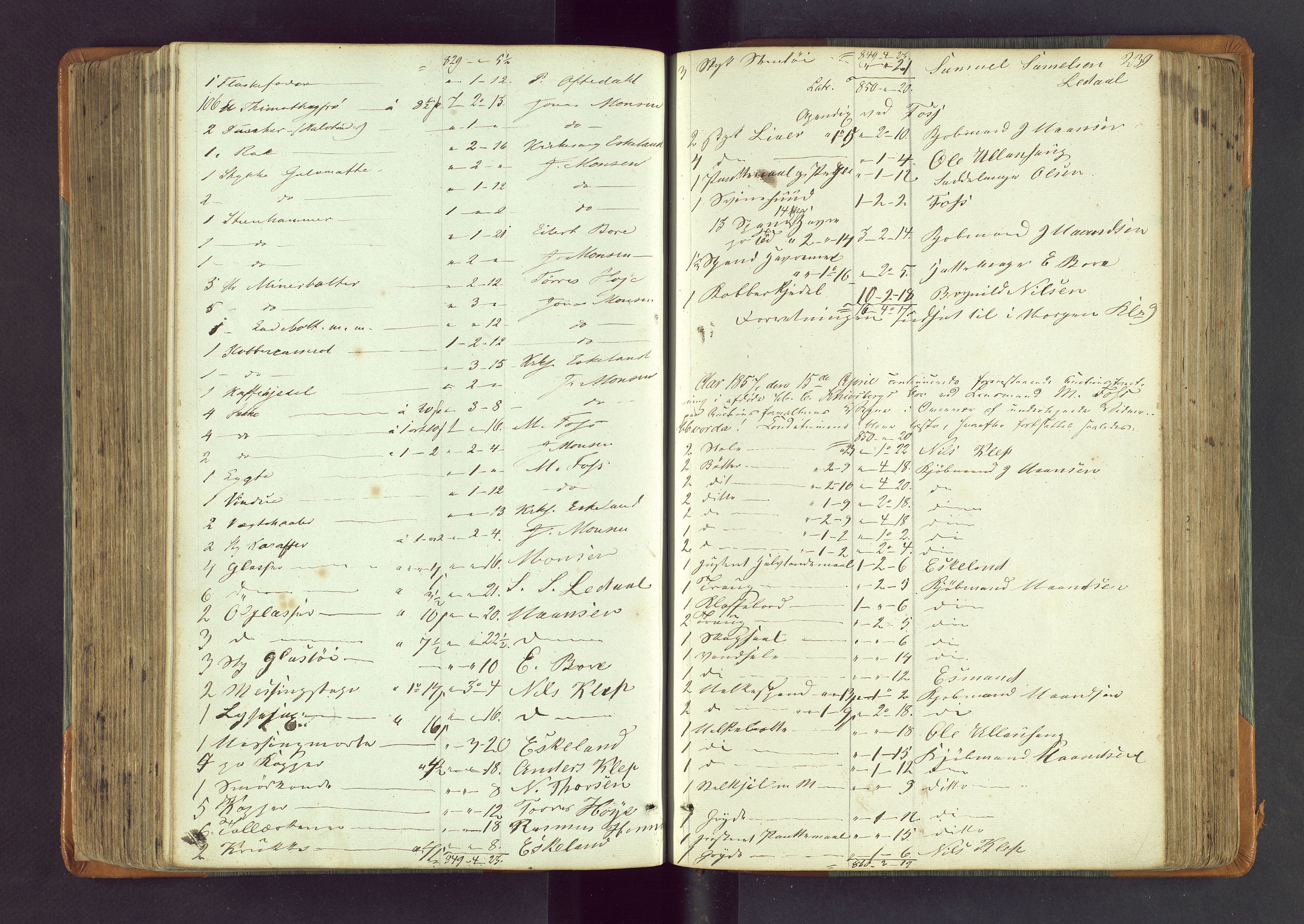 Stavanger byfogd, AV/SAST-A-101408/001/5/50/503BA/L0002: Registreringsprotokoll, 1846-1864, p. 239