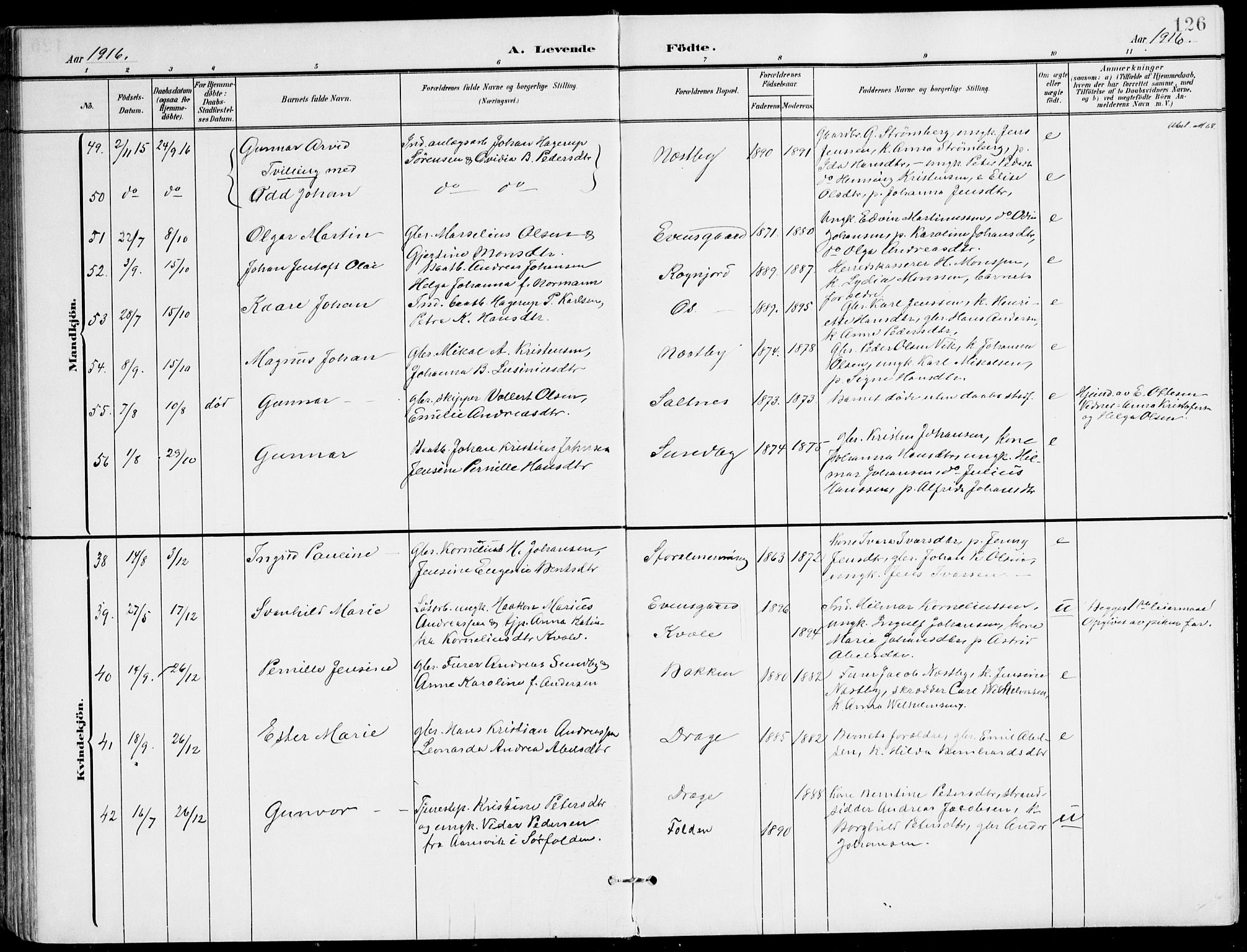 Ministerialprotokoller, klokkerbøker og fødselsregistre - Nordland, AV/SAT-A-1459/847/L0672: Parish register (official) no. 847A12, 1902-1919, p. 126