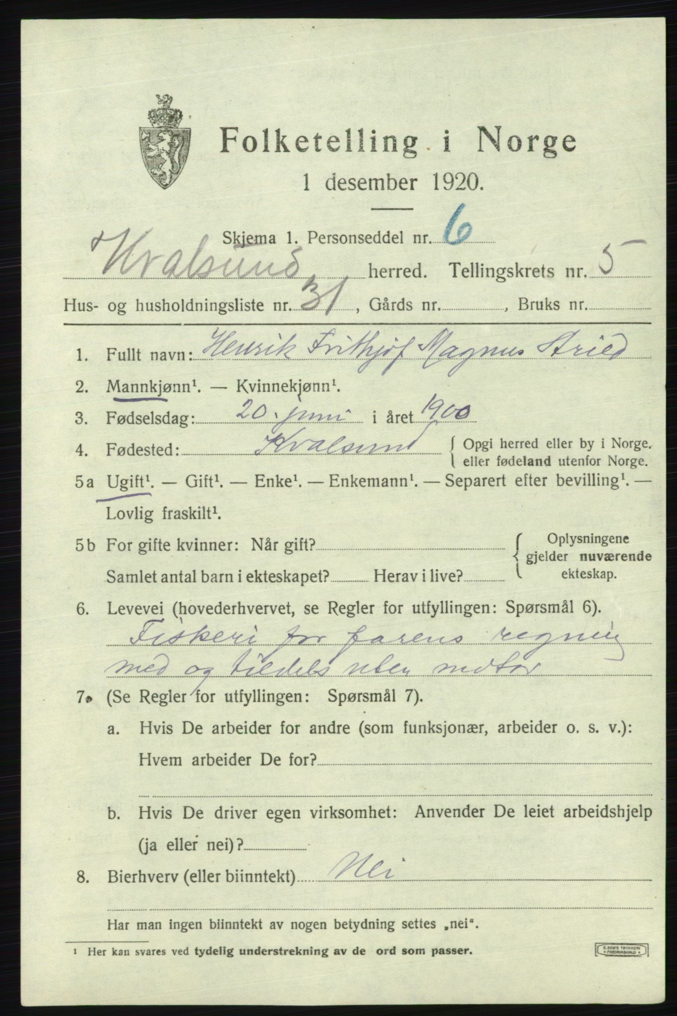 SATØ, 1920 census for , 1920, p. 1978