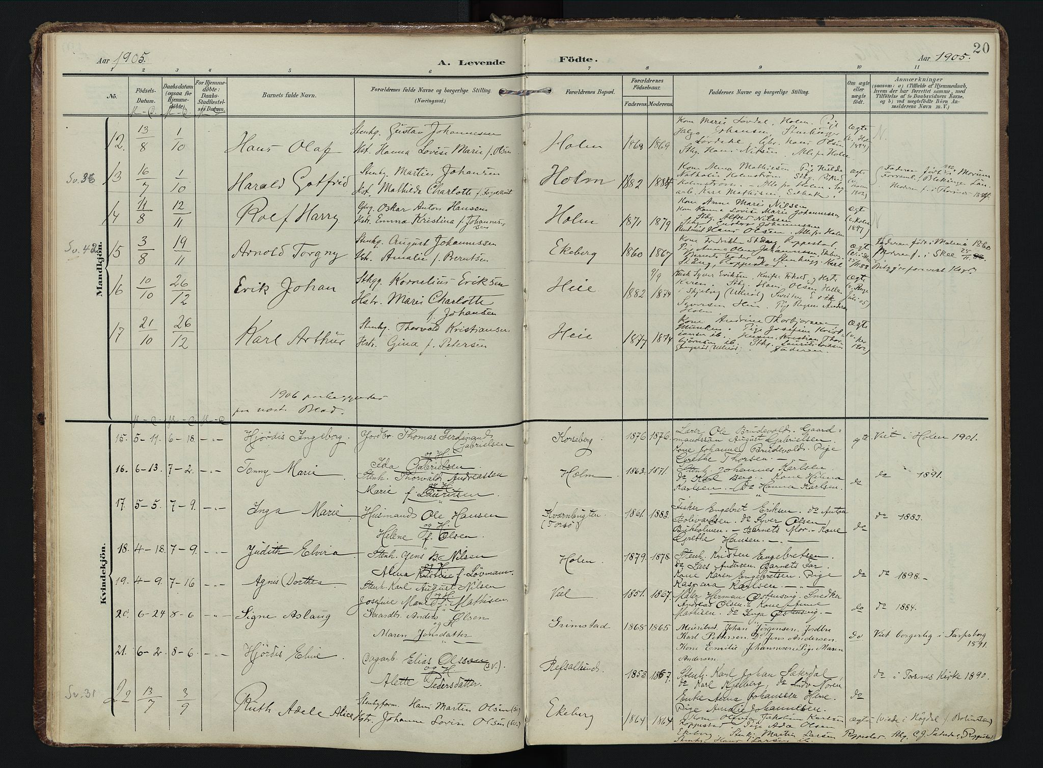 Borge prestekontor Kirkebøker, AV/SAO-A-10903/F/Fb/L0004: Parish register (official) no. II 4, 1902-1914, p. 20