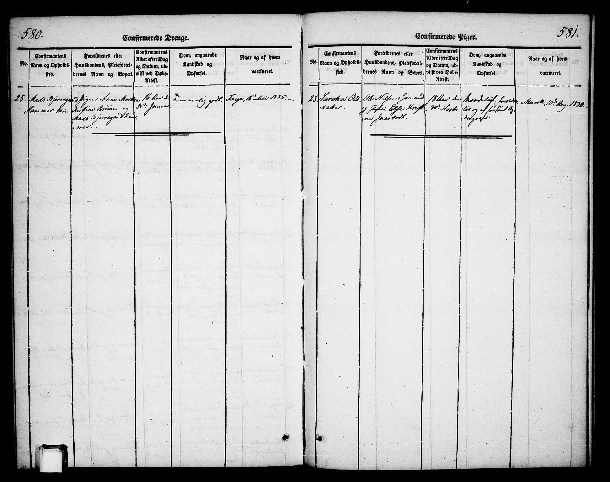 Skien kirkebøker, SAKO/A-302/F/Fa/L0006b: Parish register (official) no. 6B, 1843-1846, p. 580-581
