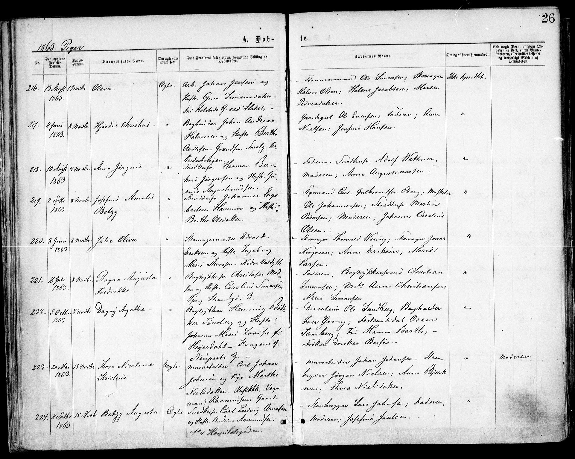 Trefoldighet prestekontor Kirkebøker, SAO/A-10882/F/Fa/L0002: Parish register (official) no. I 2, 1863-1870, p. 26
