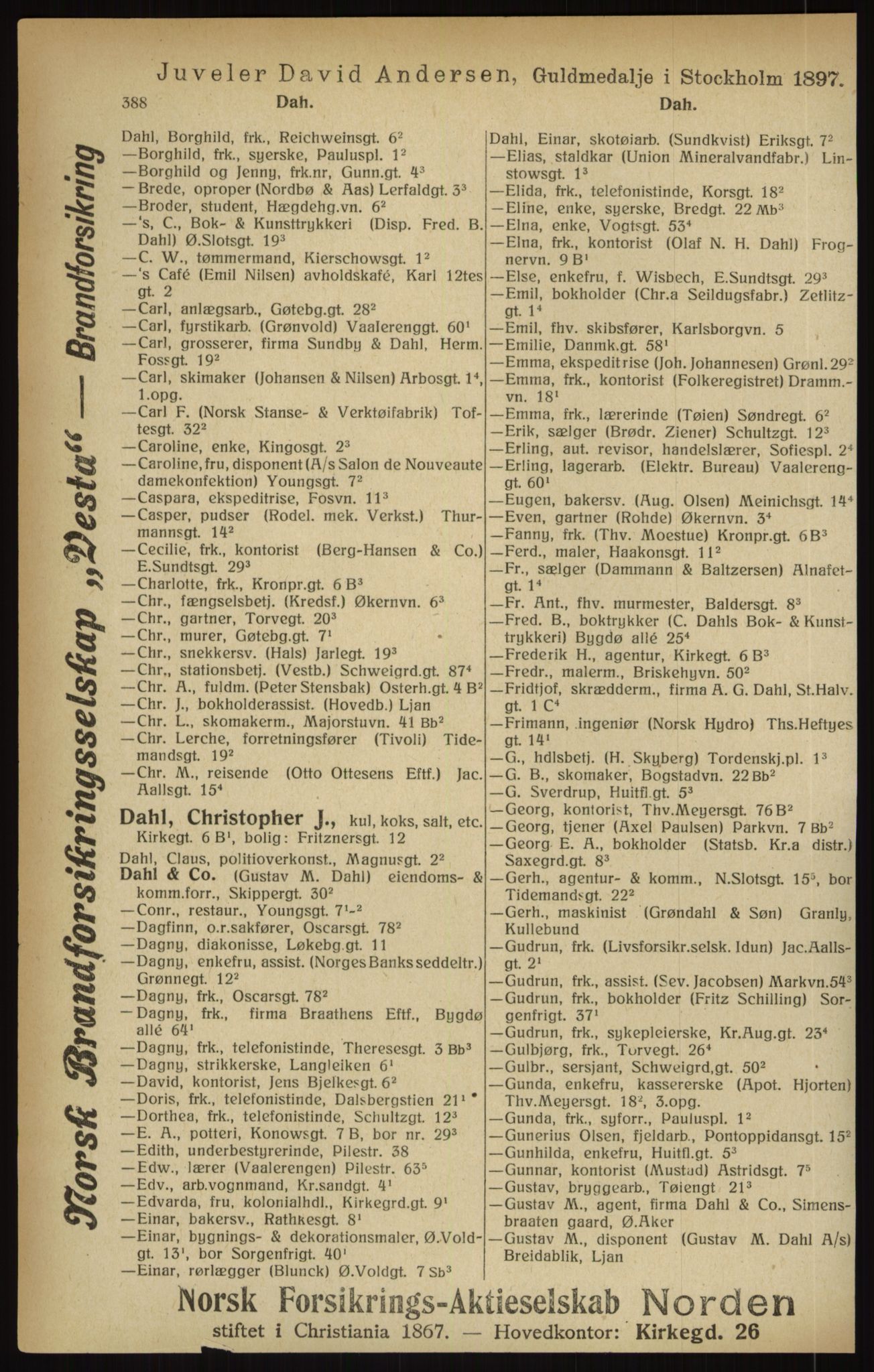 Kristiania/Oslo adressebok, PUBL/-, 1916, p. 388