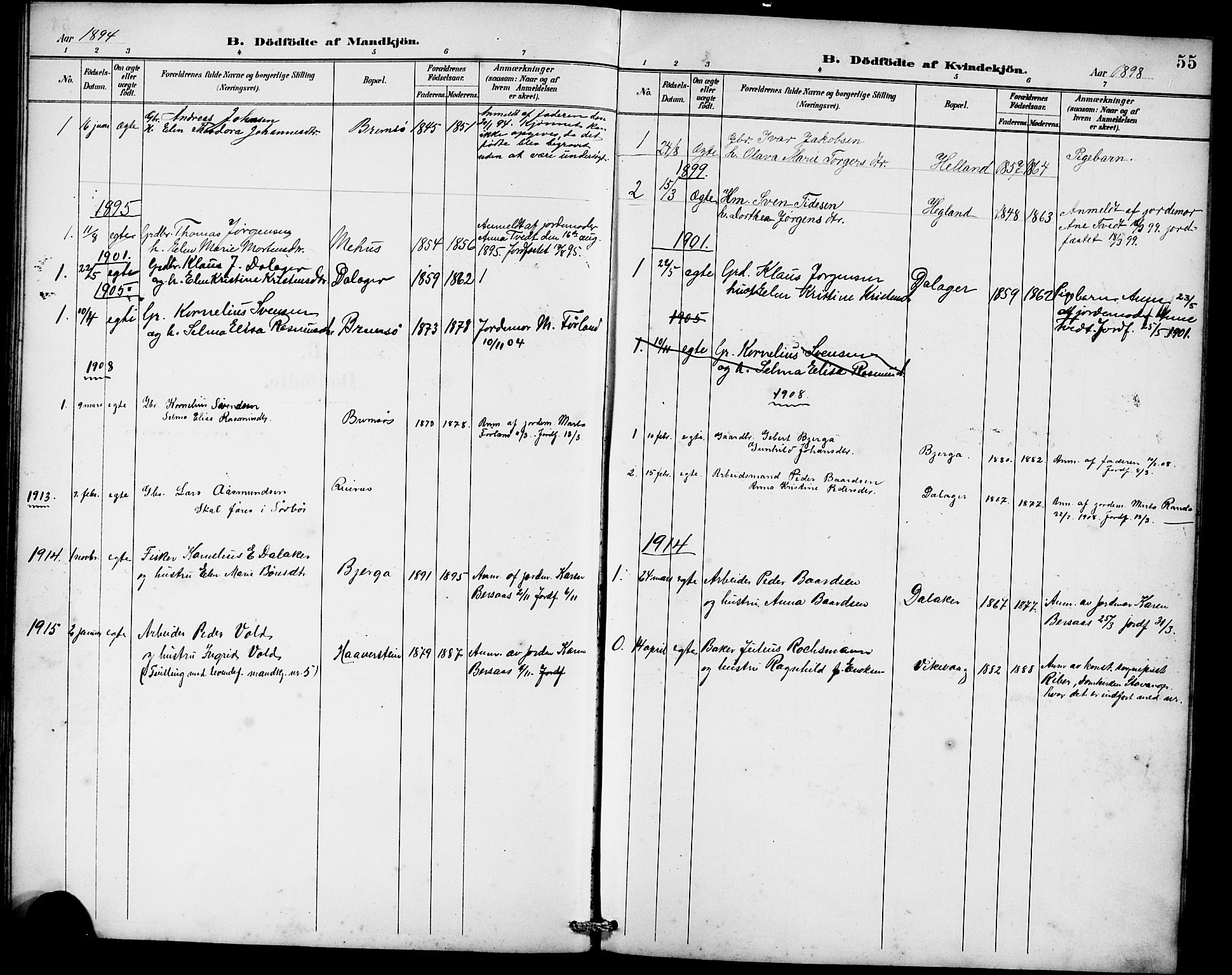 Rennesøy sokneprestkontor, AV/SAST-A -101827/H/Ha/Hab/L0010: Parish register (copy) no. B 9, 1890-1918, p. 55