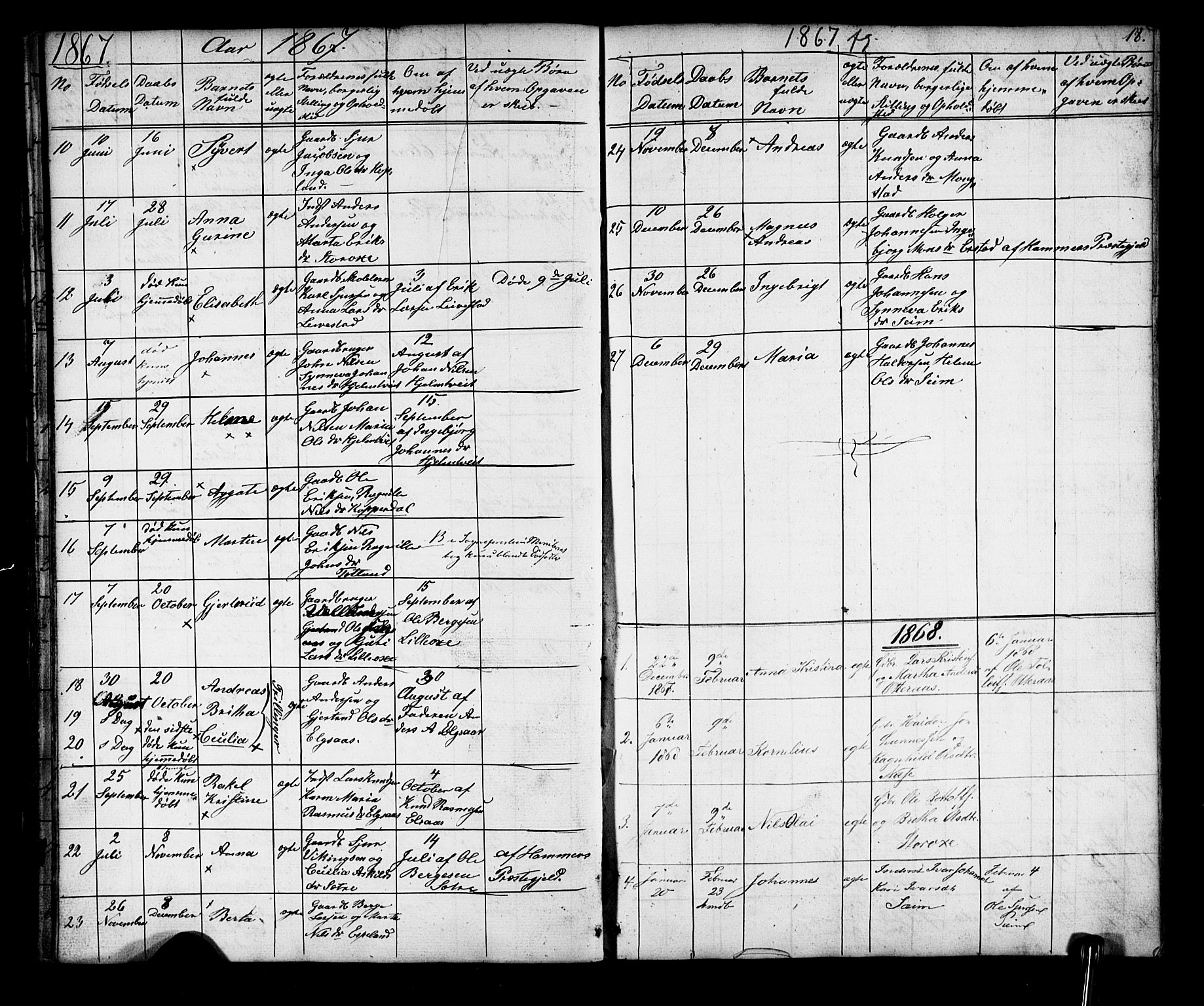 Alversund Sokneprestembete, SAB/A-73901/H/Ha/Hab: Parish register (copy) no. D 2, 1851-1889, p. 18