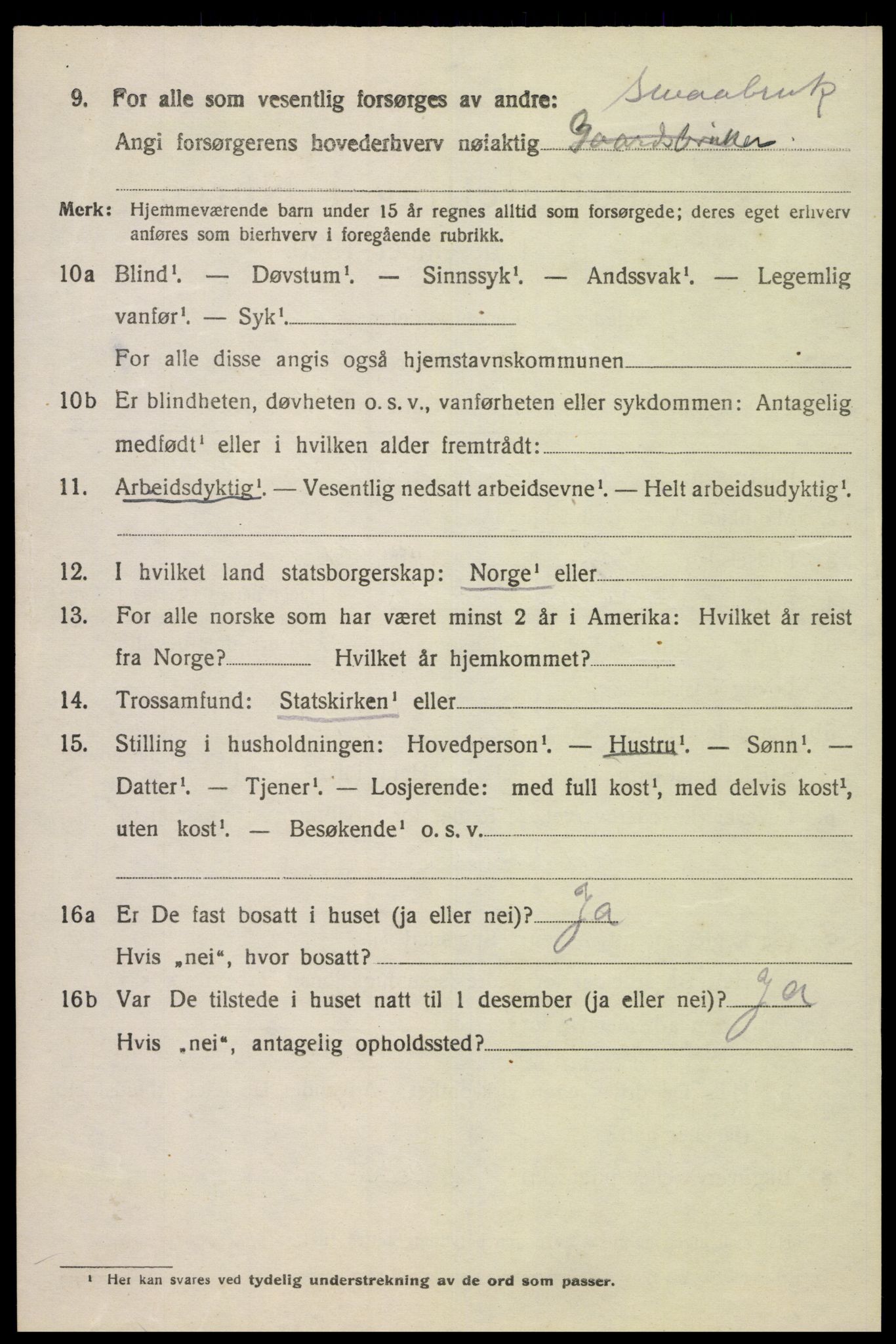 SAK, 1920 census for Lista, 1920, p. 6970