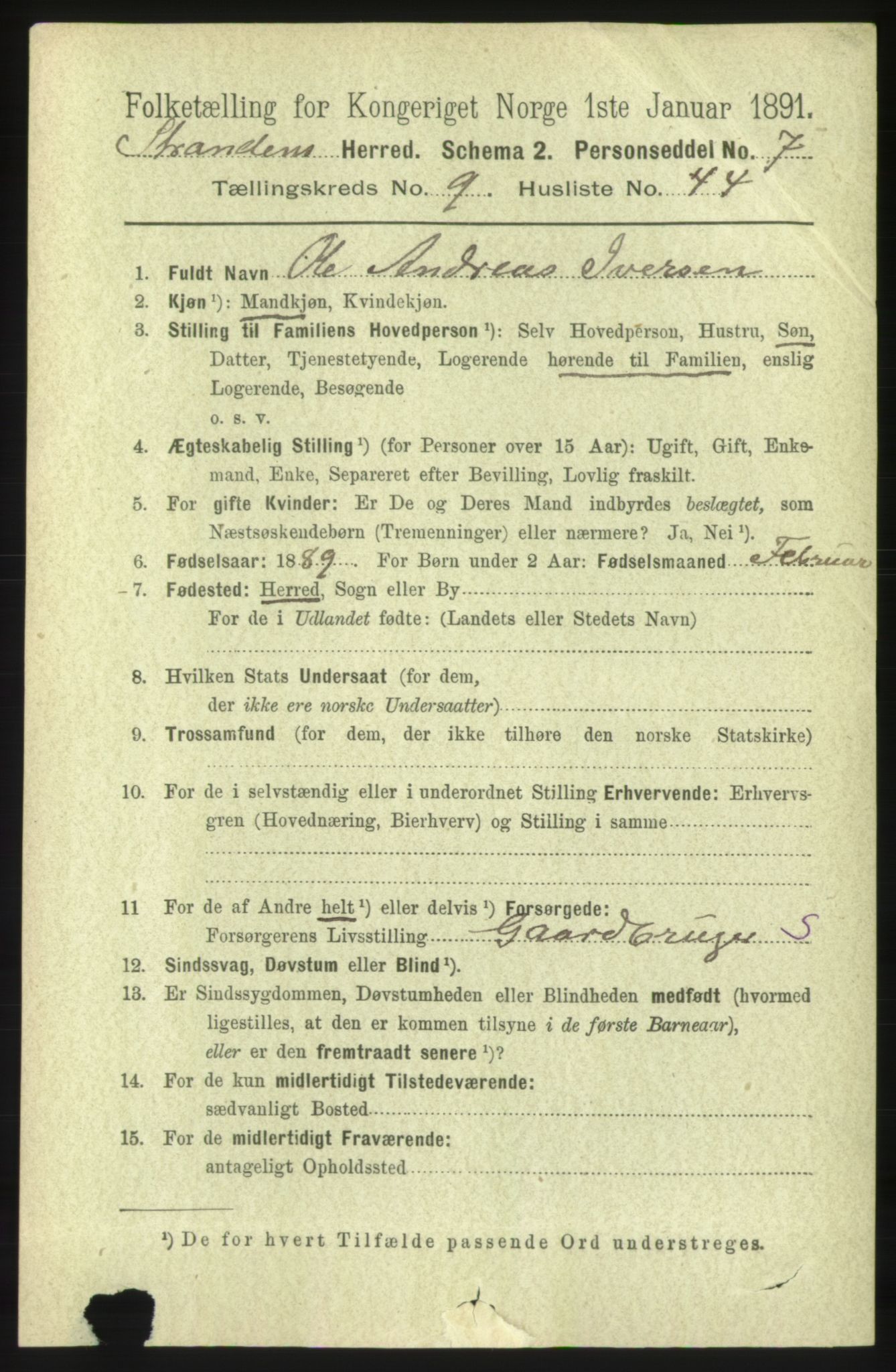 RA, 1891 census for 1525 Stranda, 1891, p. 2367