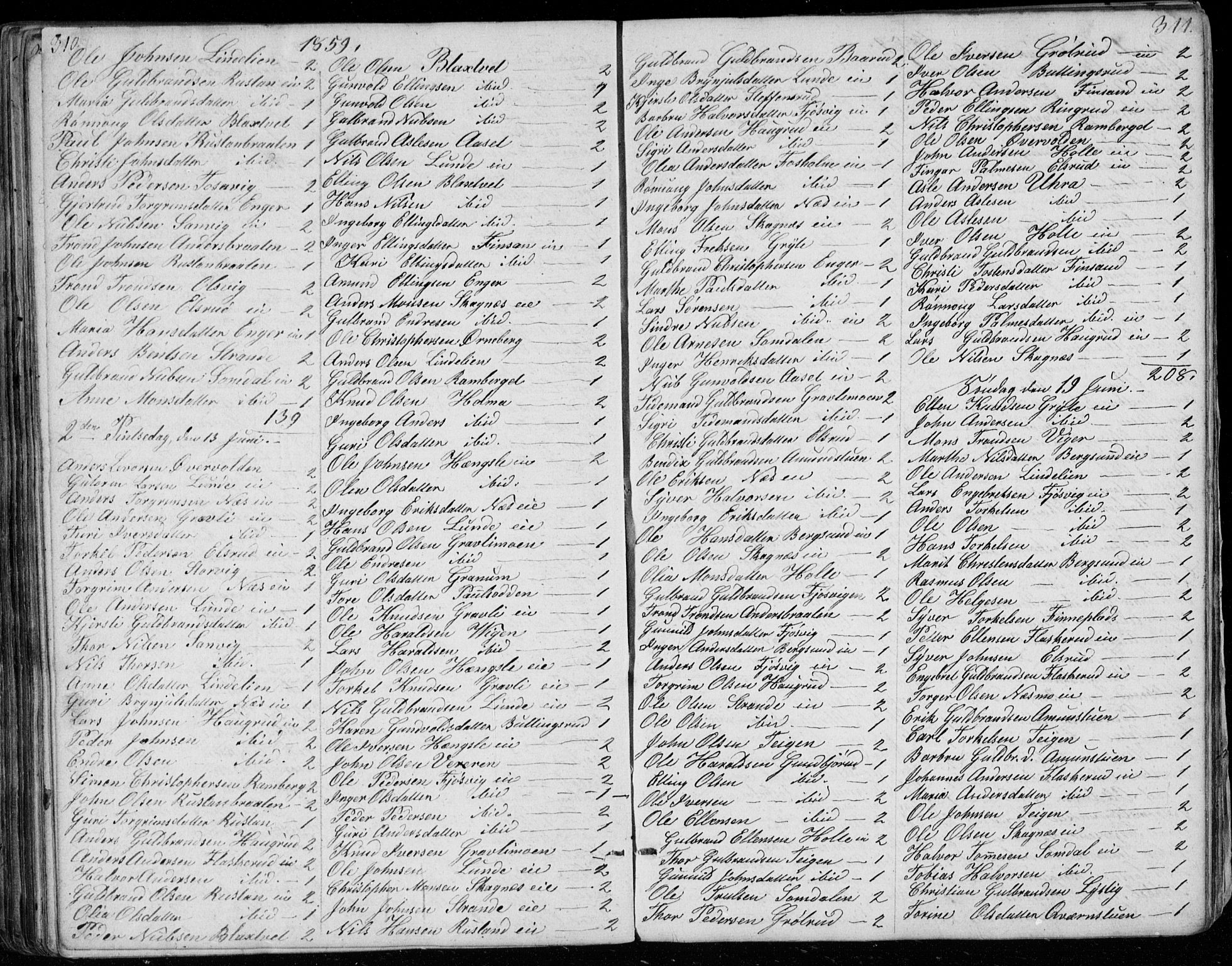 Ådal kirkebøker, AV/SAKO-A-248/G/Ga/L0002: Parish register (copy) no. I 2, 1840-1861, p. 310-311