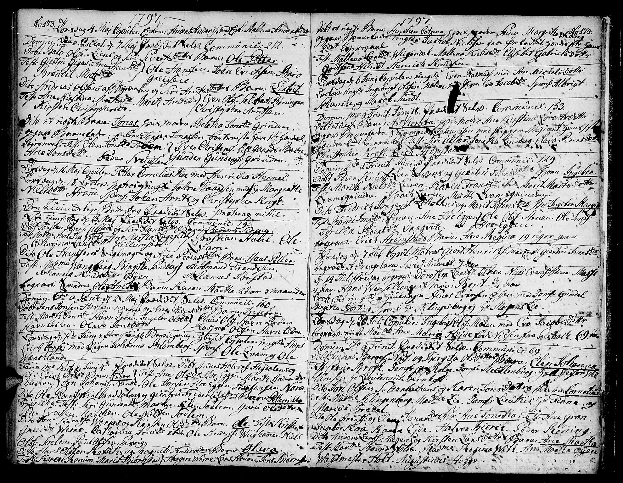 Ministerialprotokoller, klokkerbøker og fødselsregistre - Sør-Trøndelag, SAT/A-1456/604/L0180: Parish register (official) no. 604A01, 1780-1797, p. 173-174