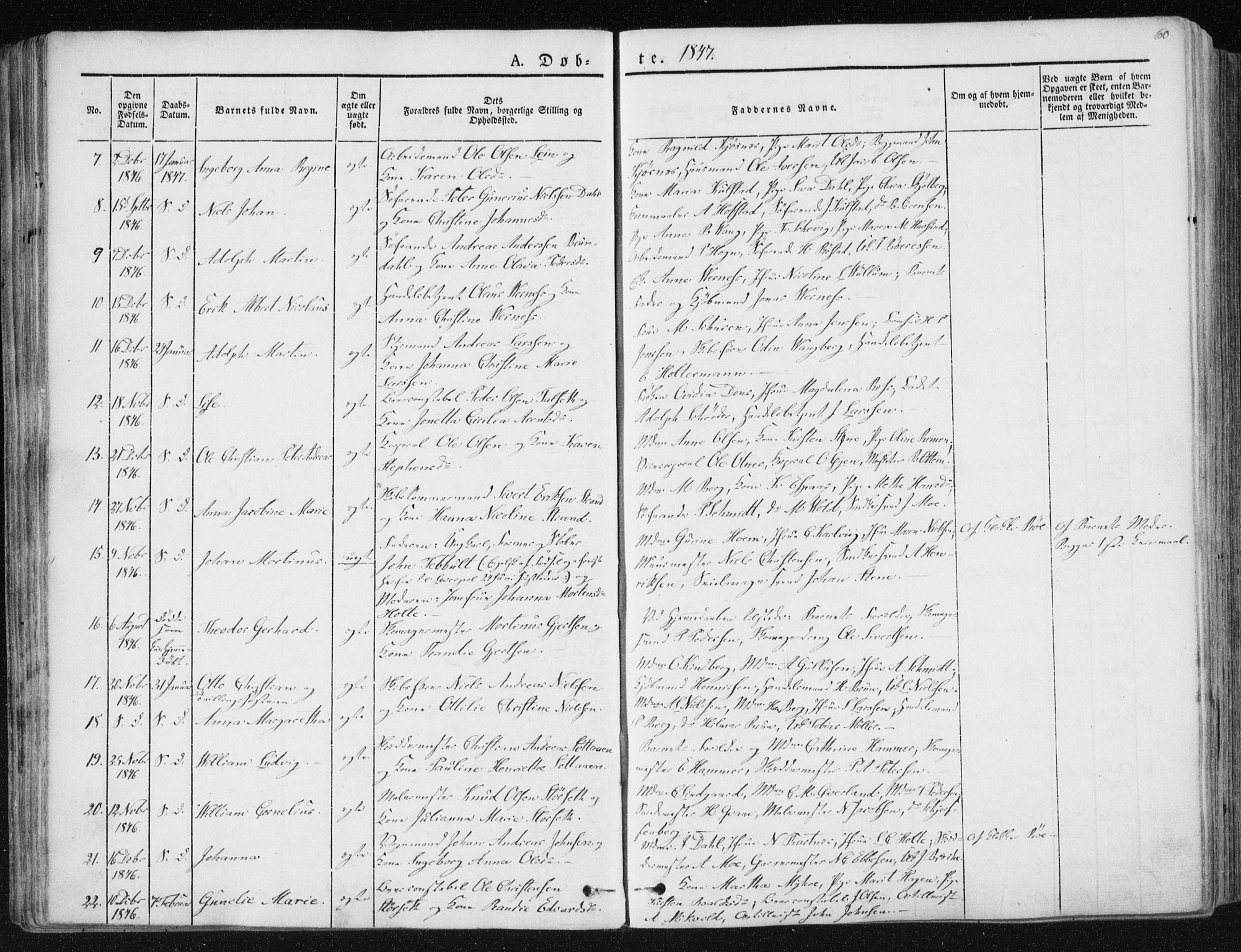 Ministerialprotokoller, klokkerbøker og fødselsregistre - Sør-Trøndelag, SAT/A-1456/602/L0110: Parish register (official) no. 602A08, 1840-1854, p. 60