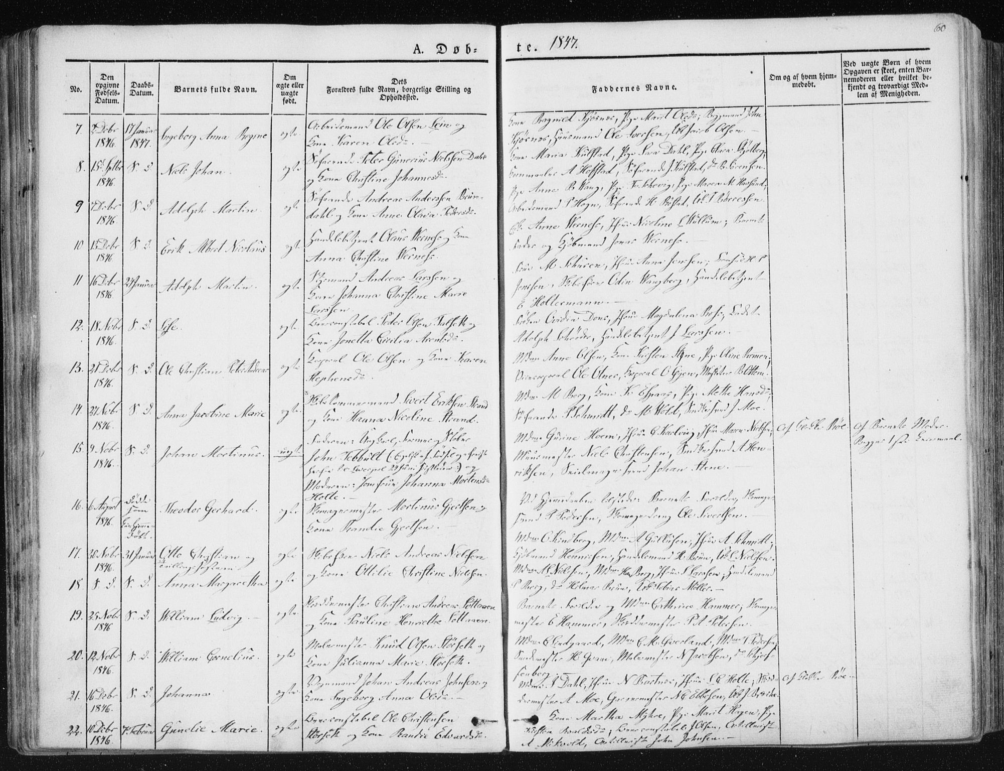 Ministerialprotokoller, klokkerbøker og fødselsregistre - Sør-Trøndelag, AV/SAT-A-1456/602/L0110: Parish register (official) no. 602A08, 1840-1854, p. 60