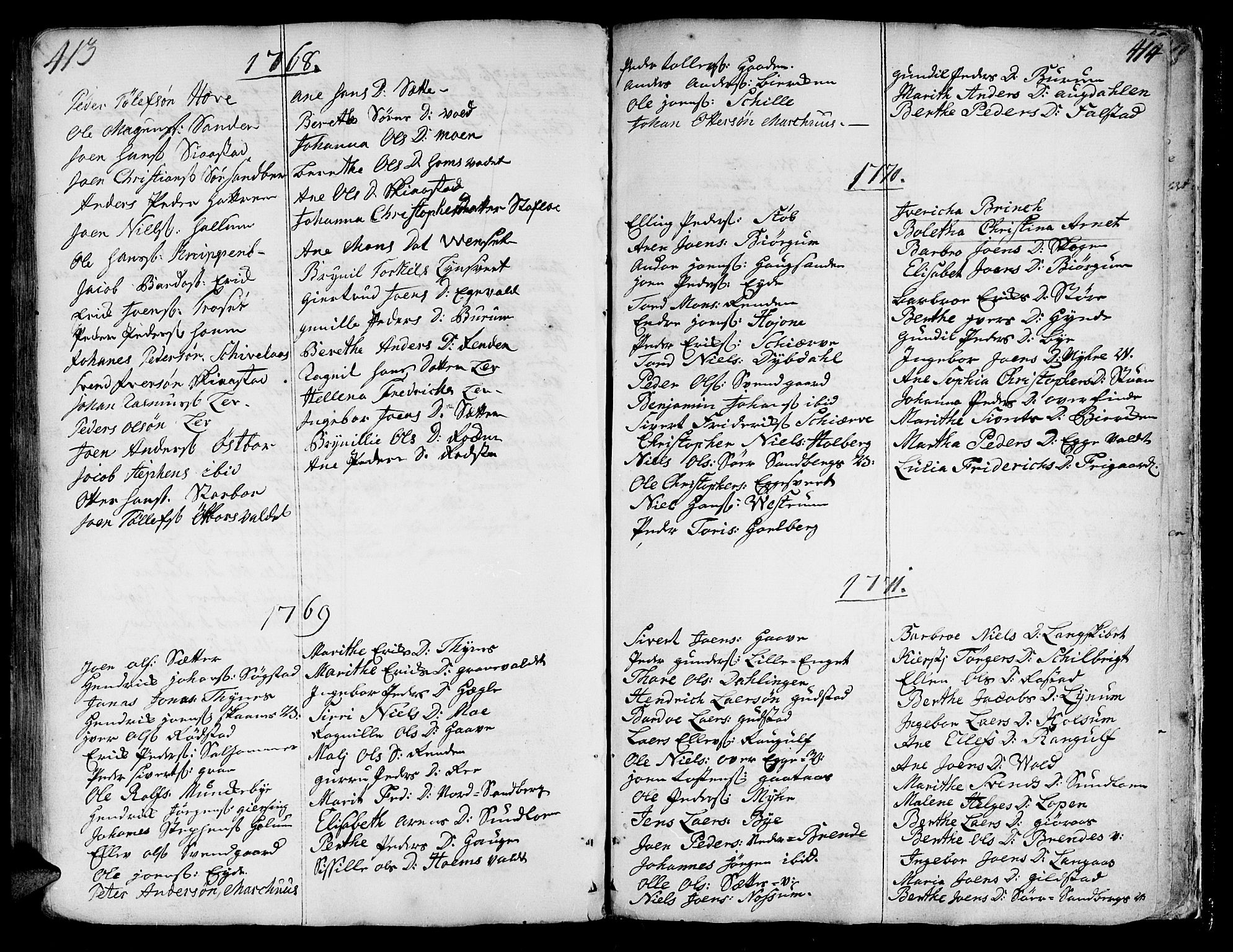 Ministerialprotokoller, klokkerbøker og fødselsregistre - Nord-Trøndelag, SAT/A-1458/717/L0141: Parish register (official) no. 717A01, 1747-1803, p. 413-414