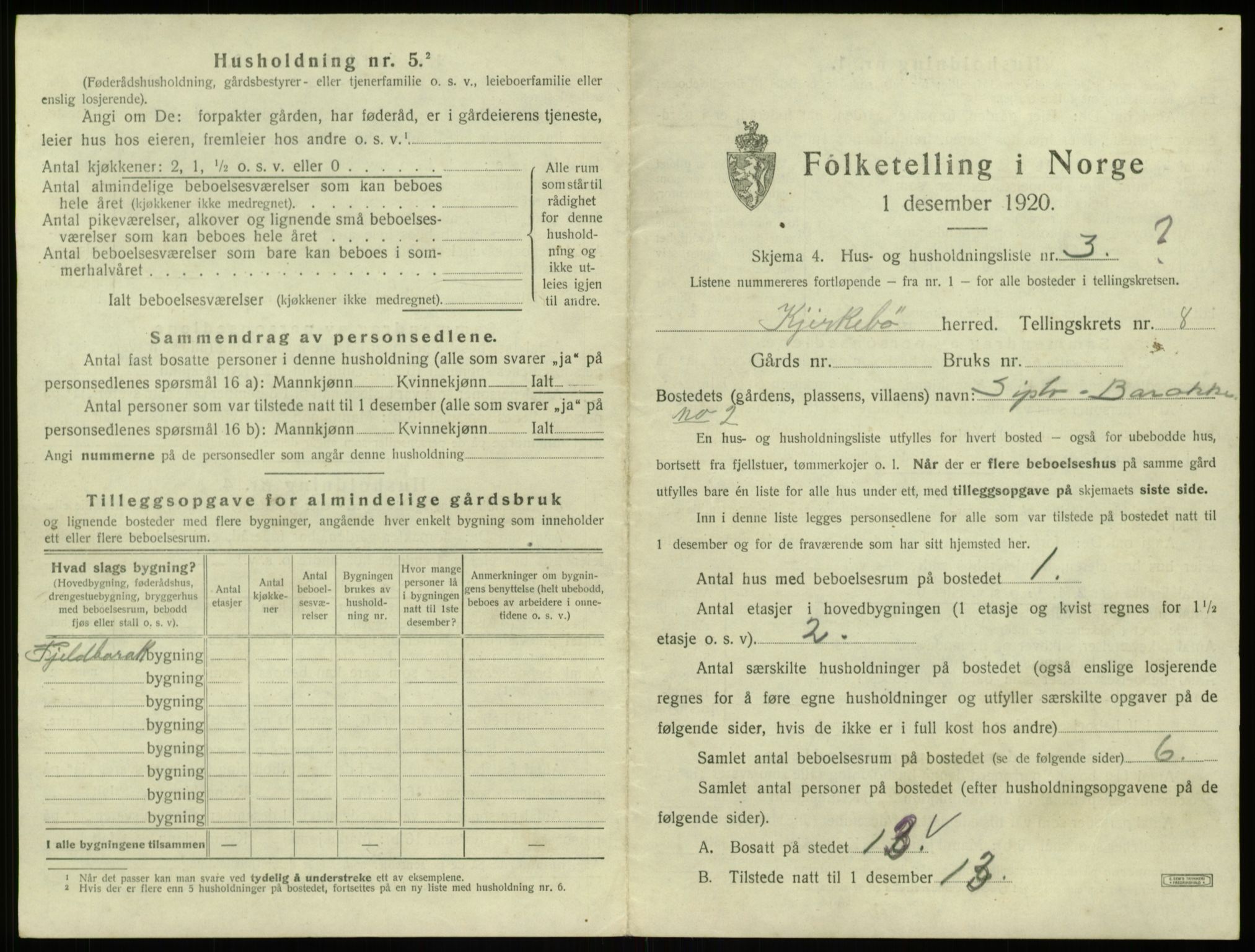 SAB, 1920 census for Kyrkjebø, 1920, p. 520