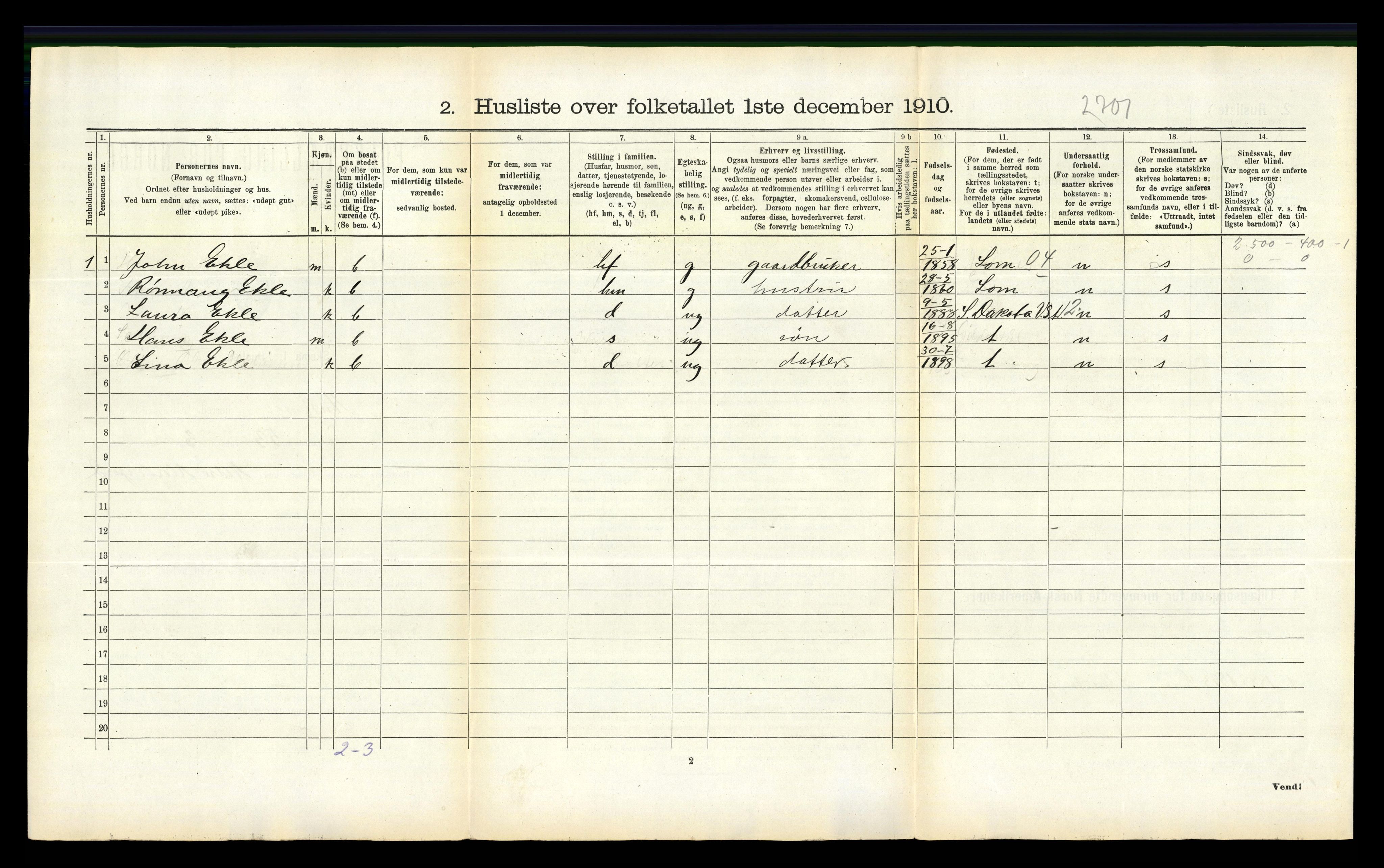 RA, 1910 census for Ankenes, 1910, p. 624