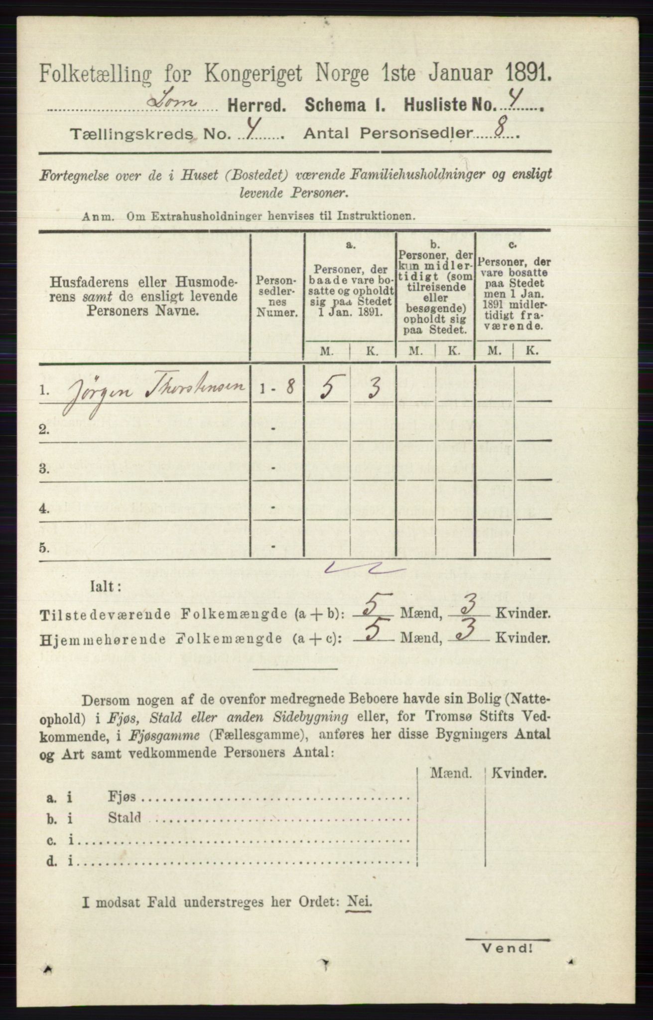 RA, 1891 census for 0514 Lom, 1891, p. 1459