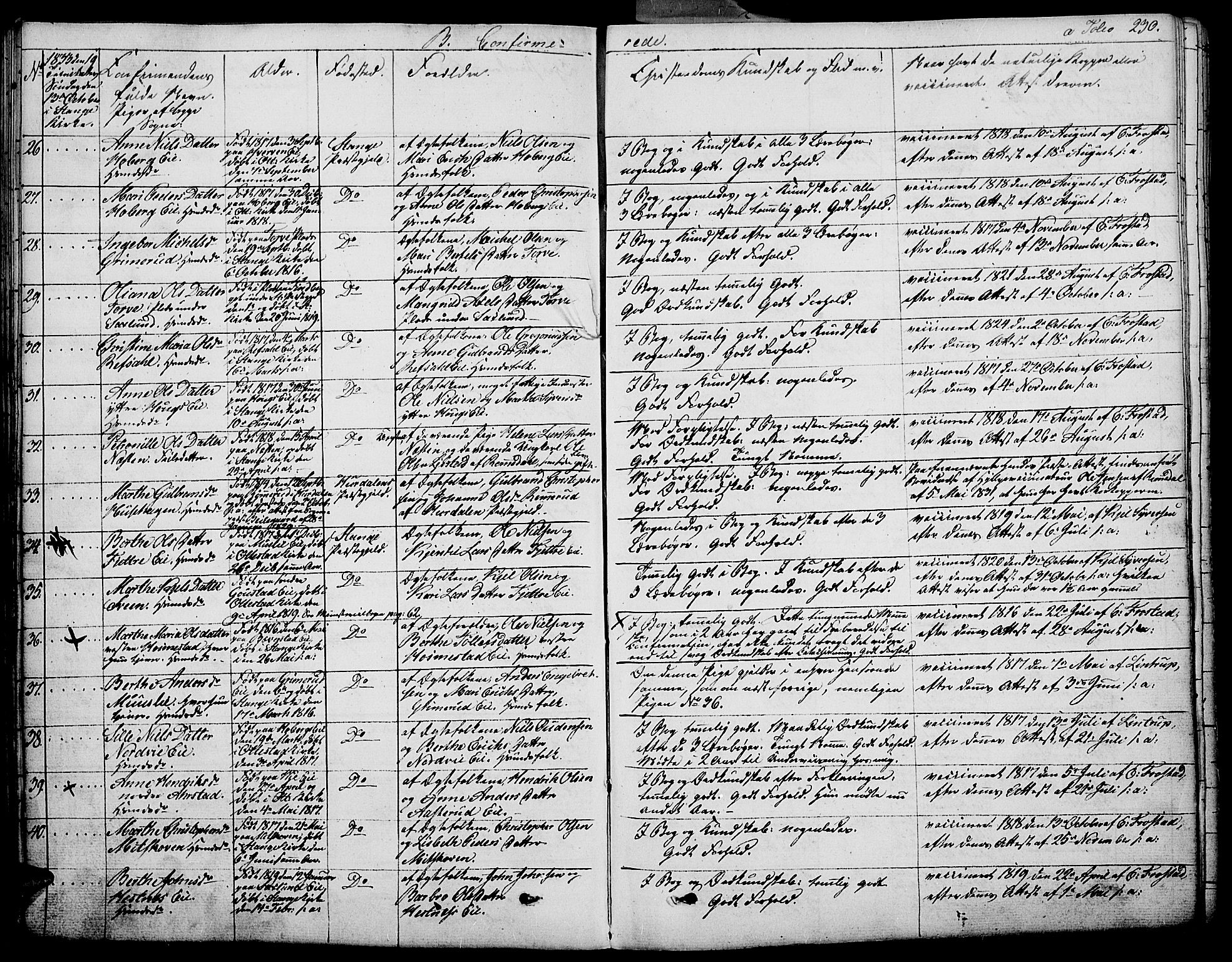 Stange prestekontor, AV/SAH-PREST-002/K/L0009: Parish register (official) no. 9, 1826-1835, p. 230