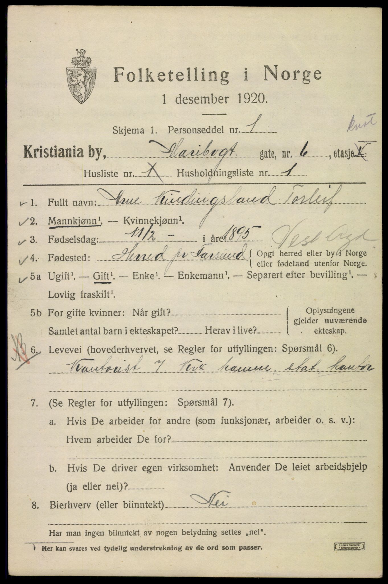 SAO, 1920 census for Kristiania, 1920, p. 375469