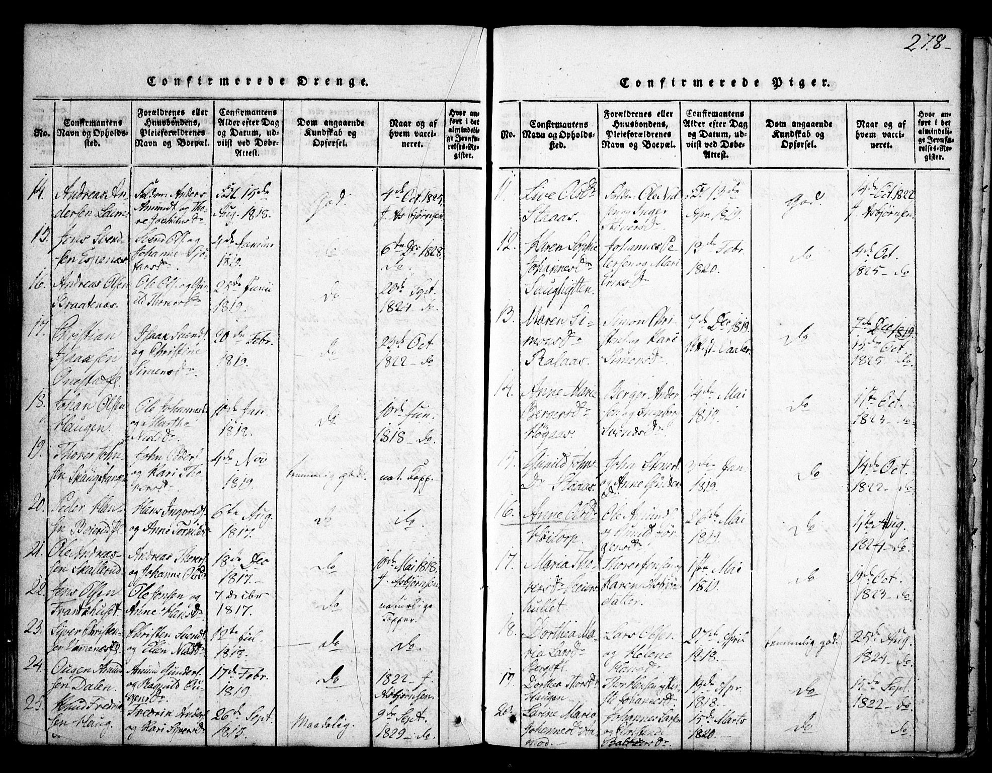 Skiptvet prestekontor Kirkebøker, SAO/A-20009/F/Fa/L0005: Parish register (official) no. 5, 1814-1838, p. 278