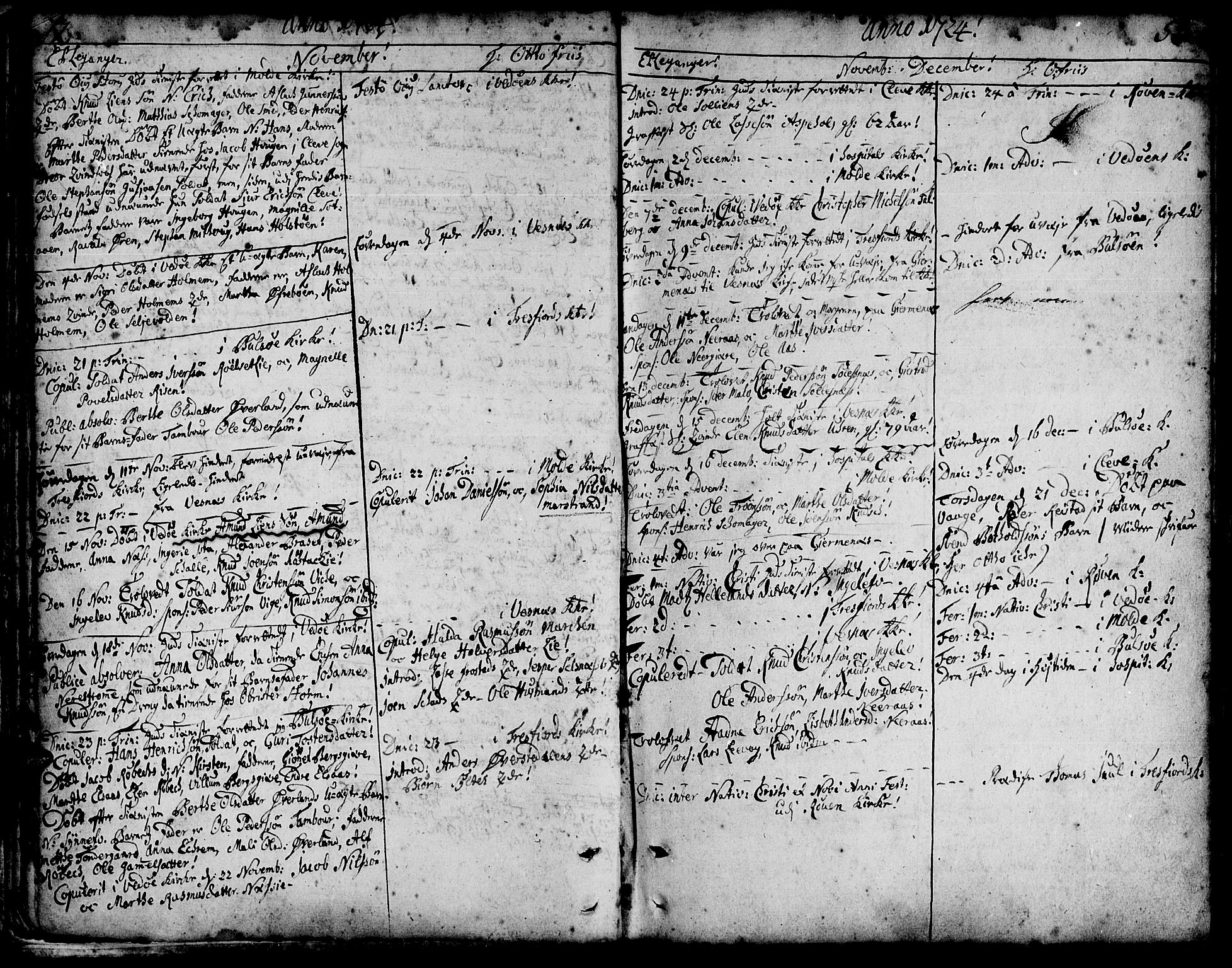 Ministerialprotokoller, klokkerbøker og fødselsregistre - Møre og Romsdal, AV/SAT-A-1454/547/L0599: Parish register (official) no. 547A01, 1721-1764, p. 54-55