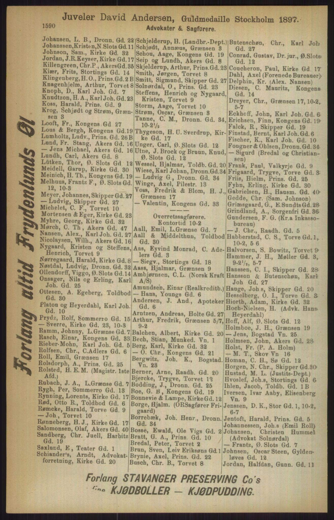 Kristiania/Oslo adressebok, PUBL/-, 1911, p. 1590