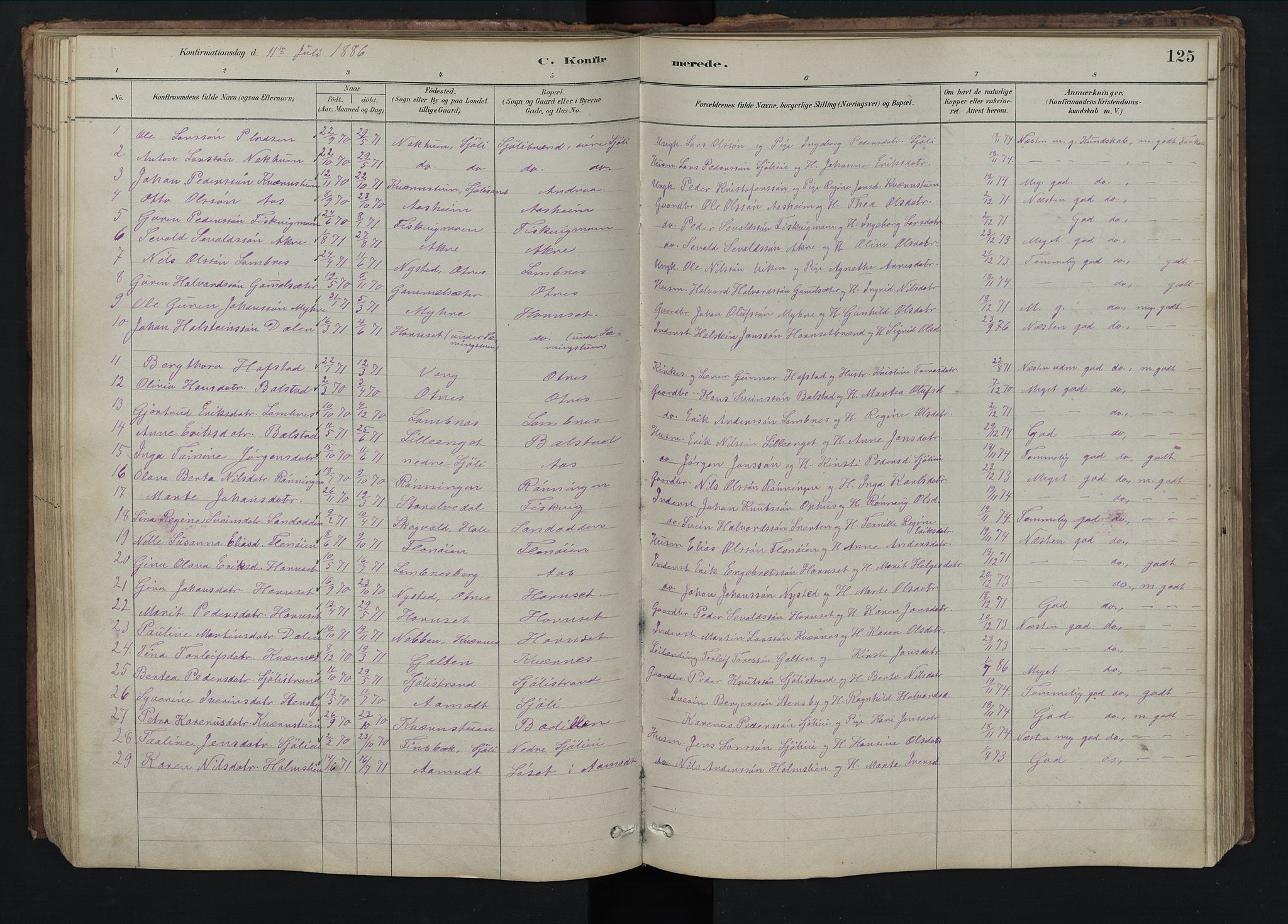 Rendalen prestekontor, SAH/PREST-054/H/Ha/Hab/L0009: Parish register (copy) no. 9, 1879-1902, p. 125