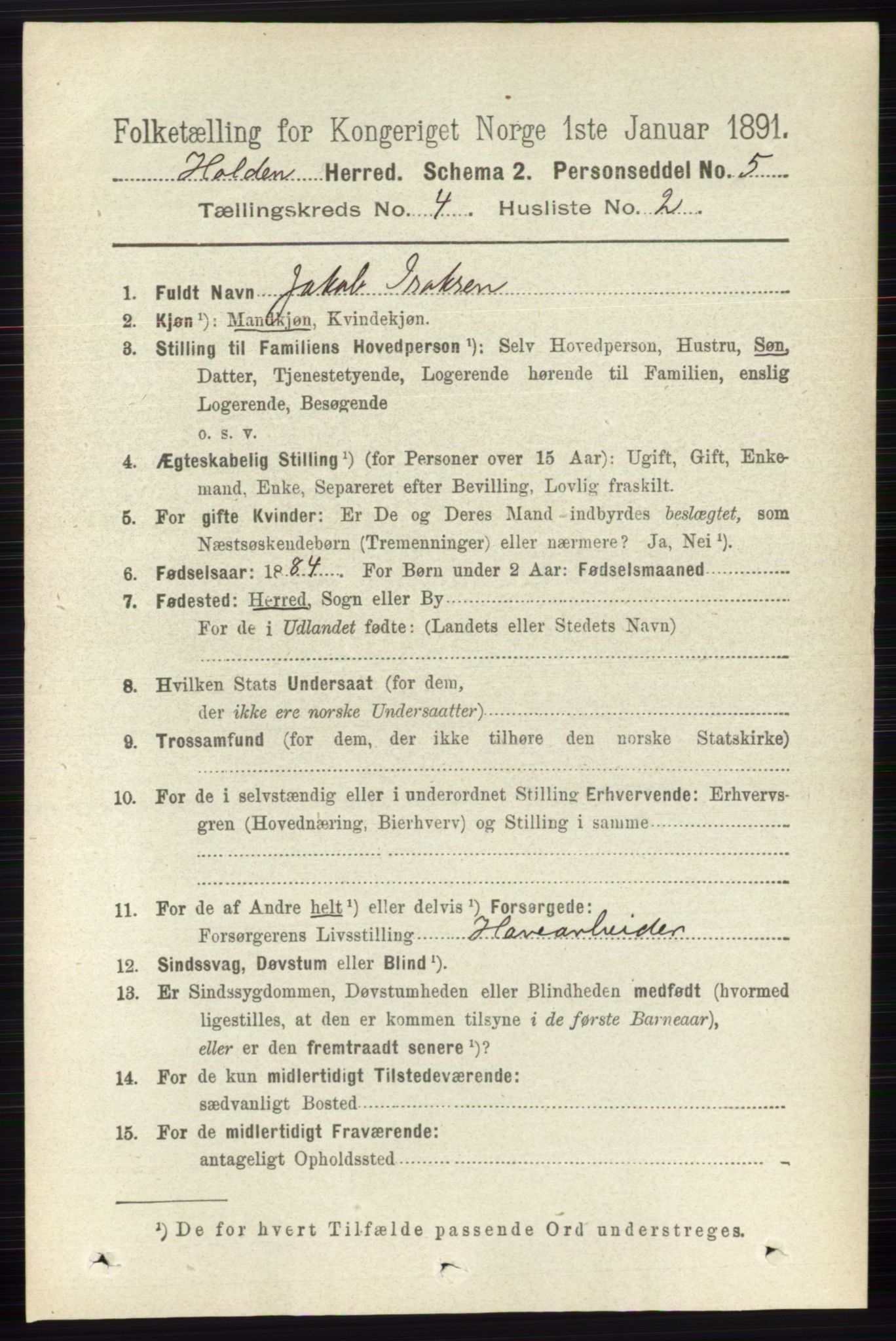 RA, 1891 census for 0819 Holla, 1891, p. 2266