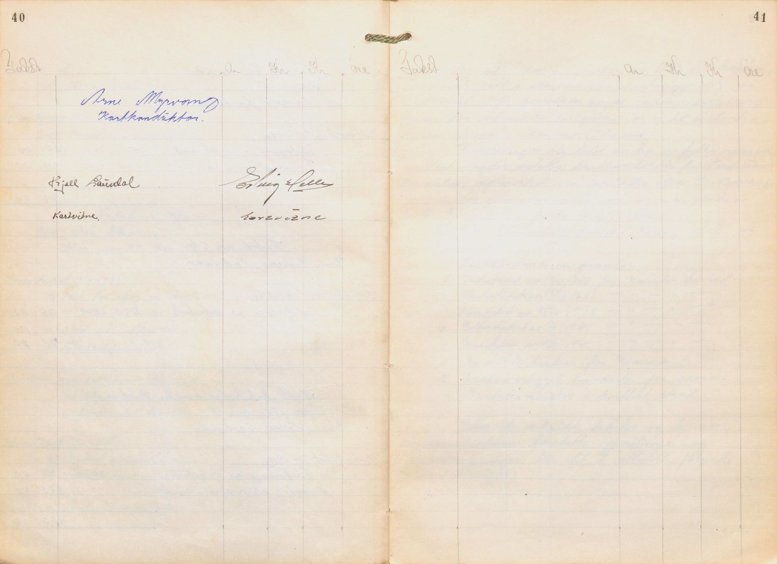 NSB Baneavdelingen, SAK/1821-0004/F/Fc/Fch/L0256/0003: Grunnerstatninger, målebrev / Kartkonduktørprotokoll for Kristiansand - Moi, 1. og 2. avd., 1947, p. 40-41