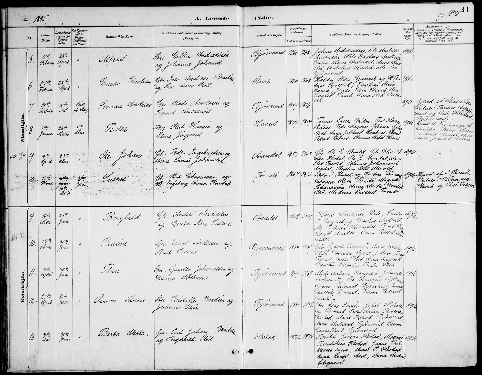 Ministerialprotokoller, klokkerbøker og fødselsregistre - Møre og Romsdal, AV/SAT-A-1454/565/L0750: Parish register (official) no. 565A04, 1887-1905, p. 41